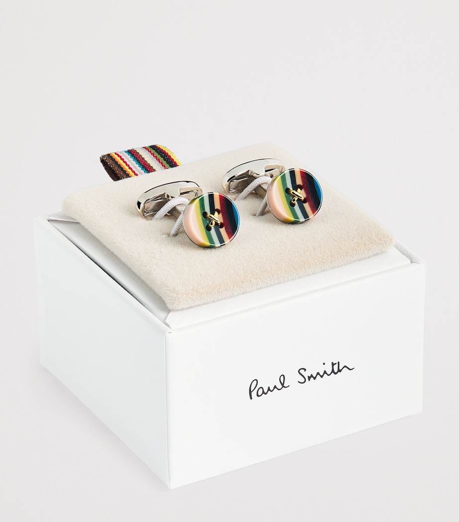 Signature Stripe Button Cufflinks 92_MULTI COLOURED Image 3