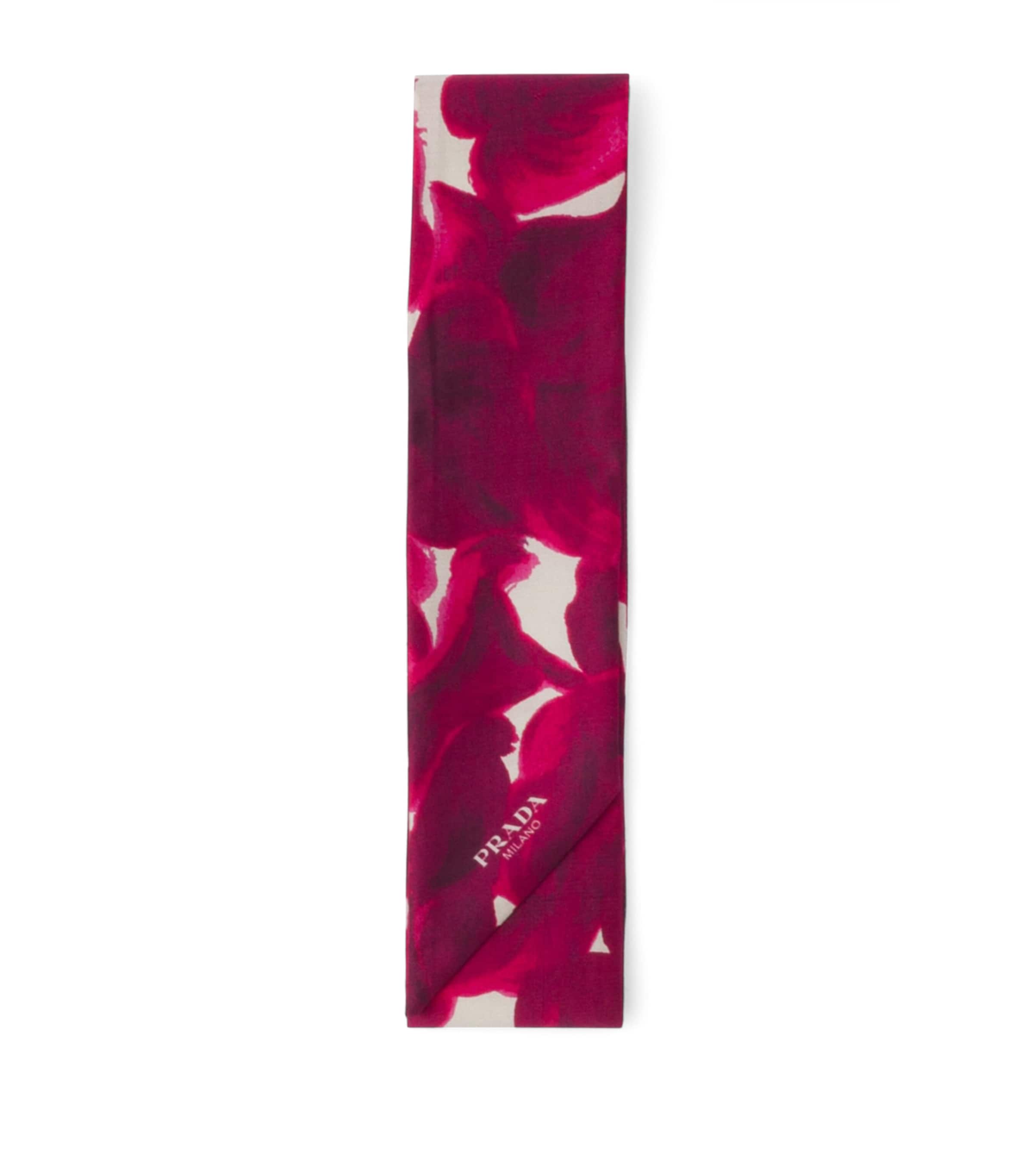 Prada Silk Printed Shantung Skinny Scarf Image 1