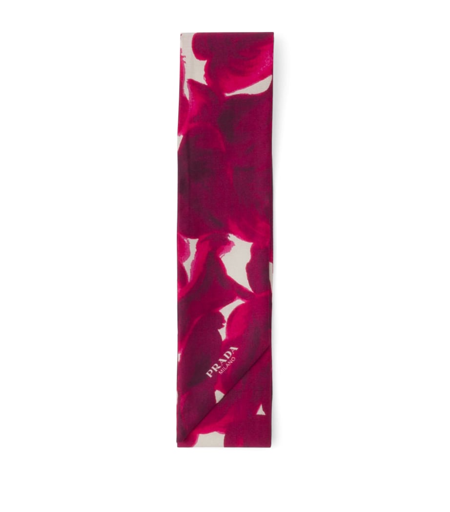 Prada Silk Printed Shantung Skinny Scarf Image 1