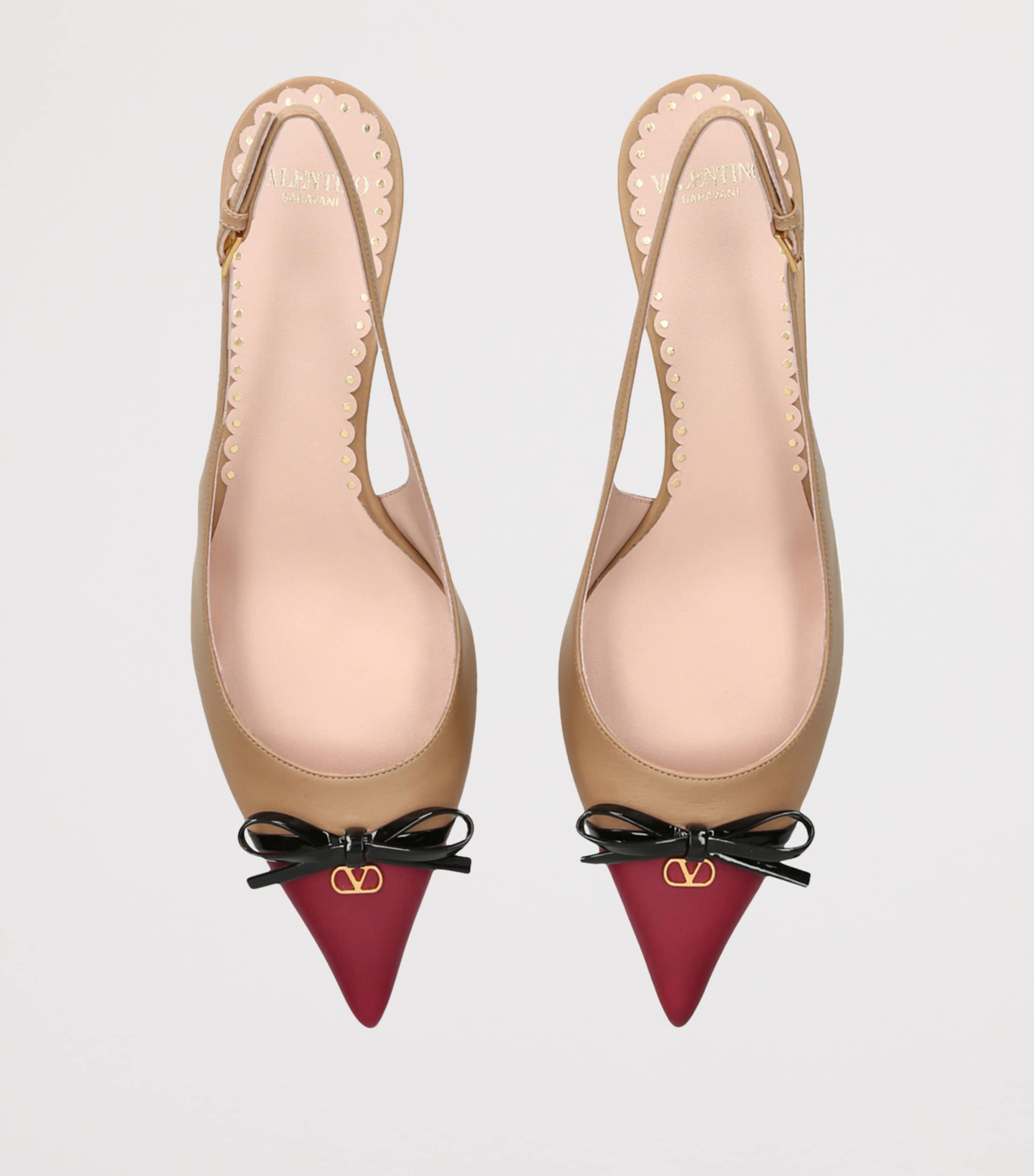 【Valentino】BEPOINTY SLING BACK T. 45◆6W2S0LL3DAL Bepointy 45 leather slingback pumps in neutrals - Valentino