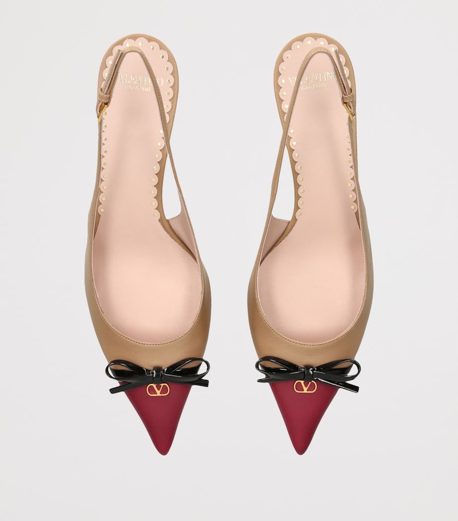 Leather Bepointy Slingback Heels 45 TAN COMB Image 4