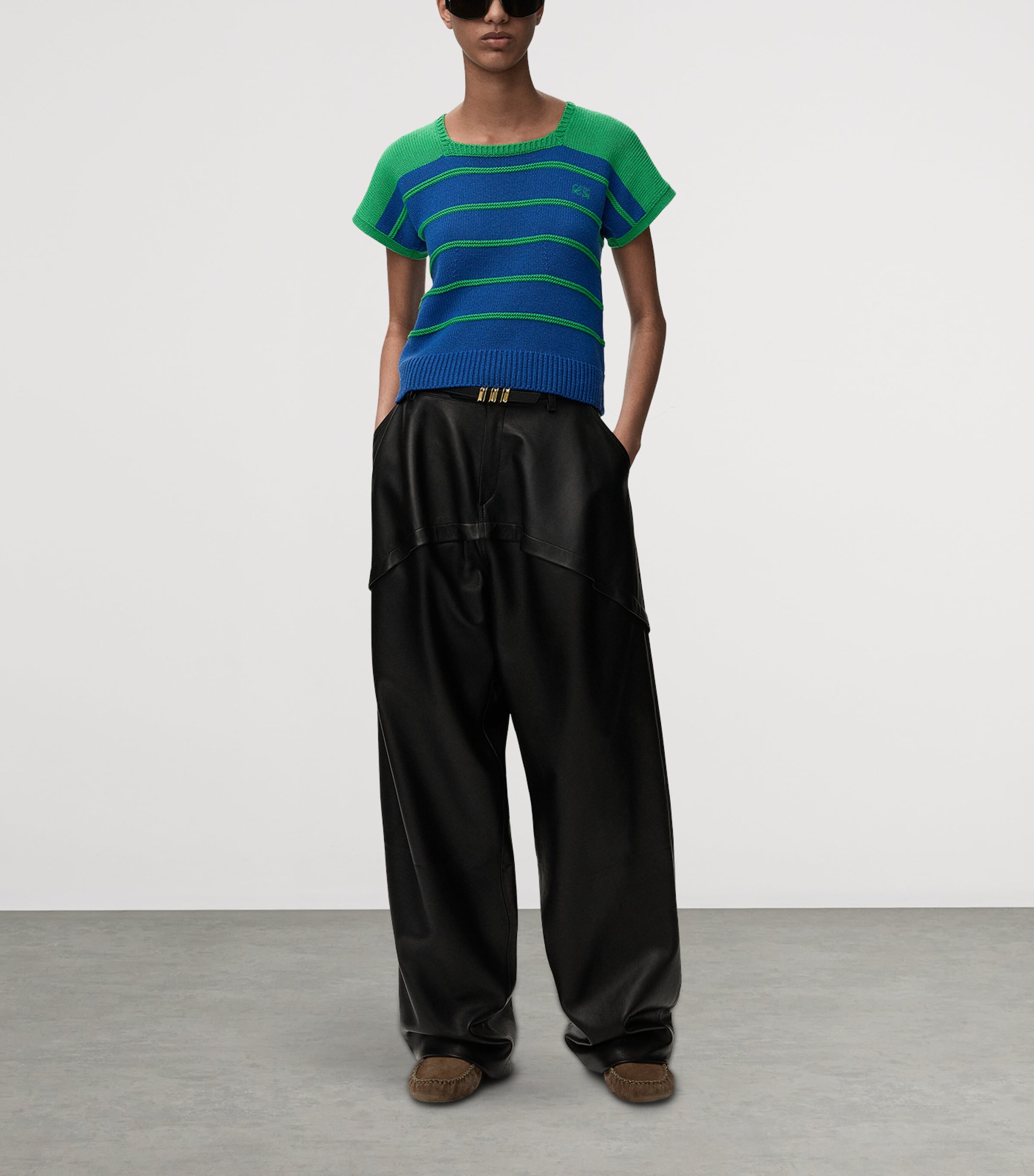 LOEWE Womens Cotton-Wool Stripe Sweater Blue/green Image 2