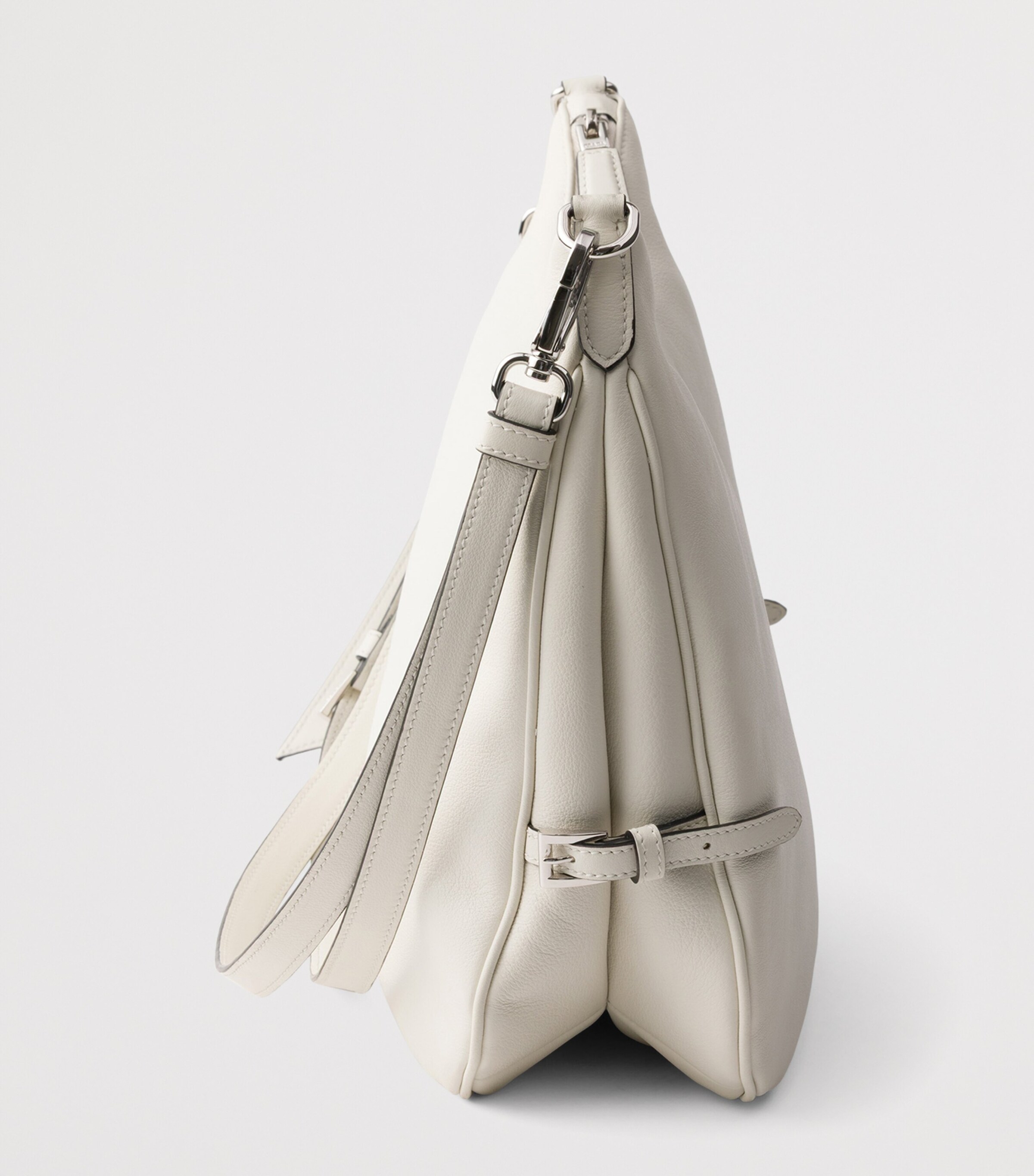 Prada Large Leather Fold Shoulder Bag White Image 6