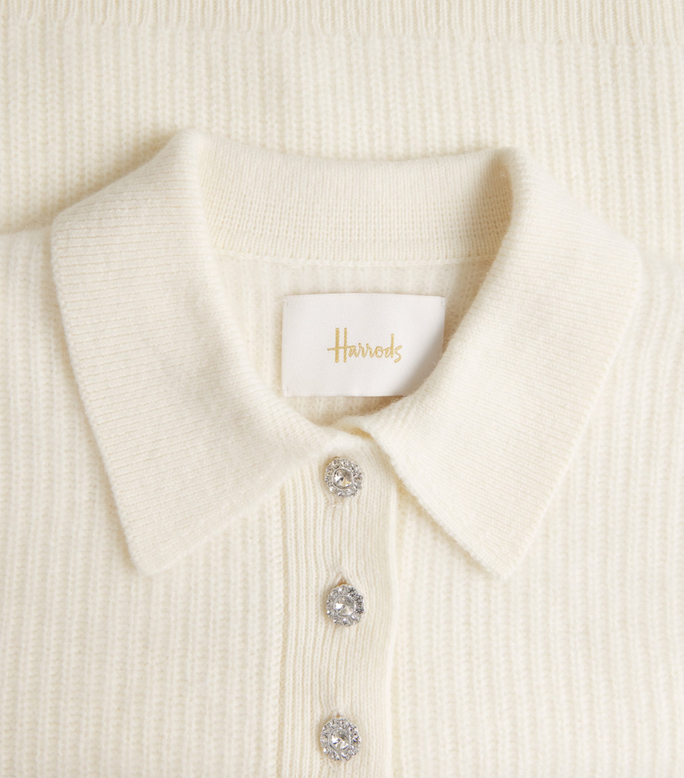 Harrods Womens Cashmere Polo Sweater Ivory Image 6