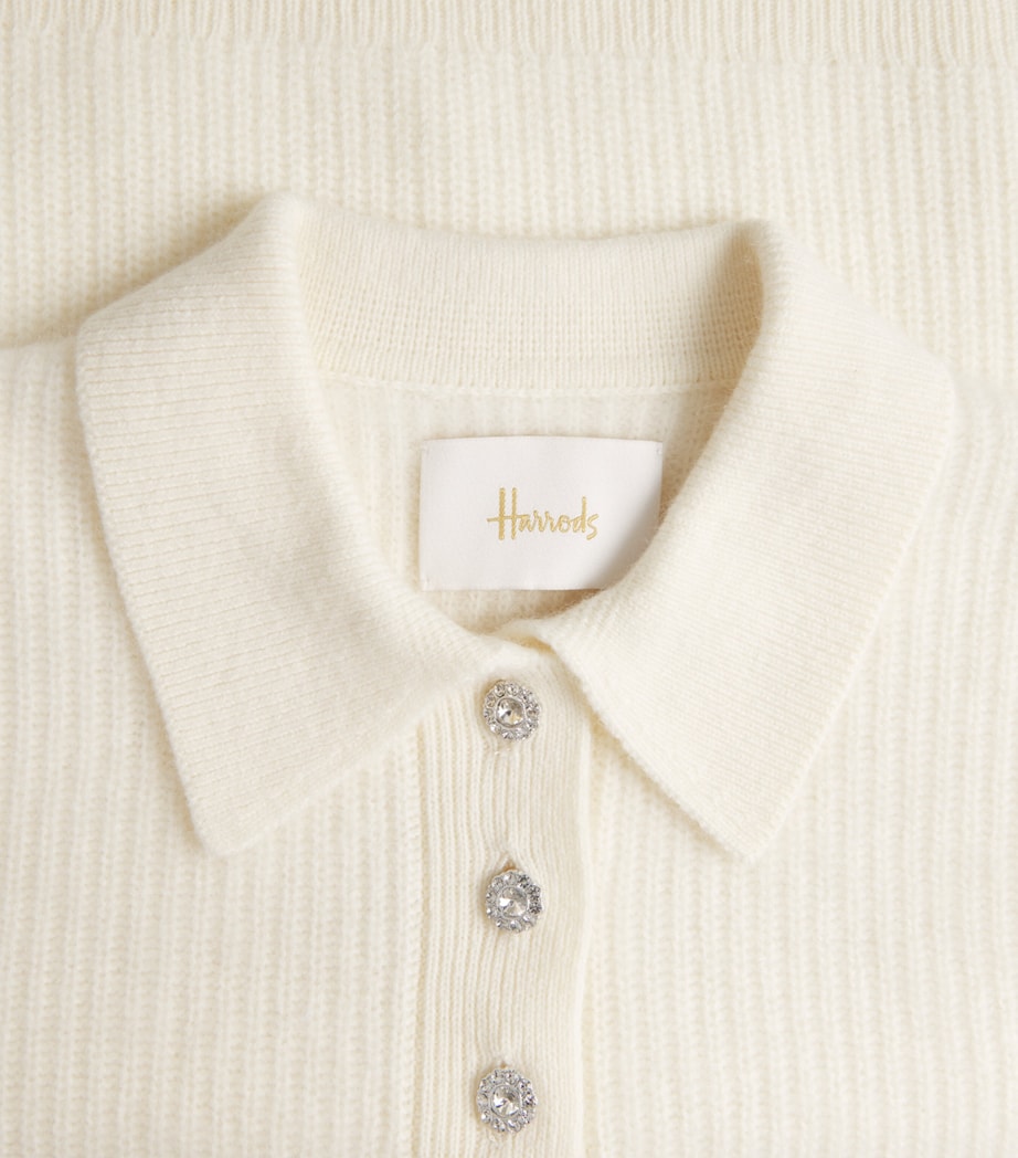 Harrods Womens Cashmere Polo Sweater Ivory Image 6