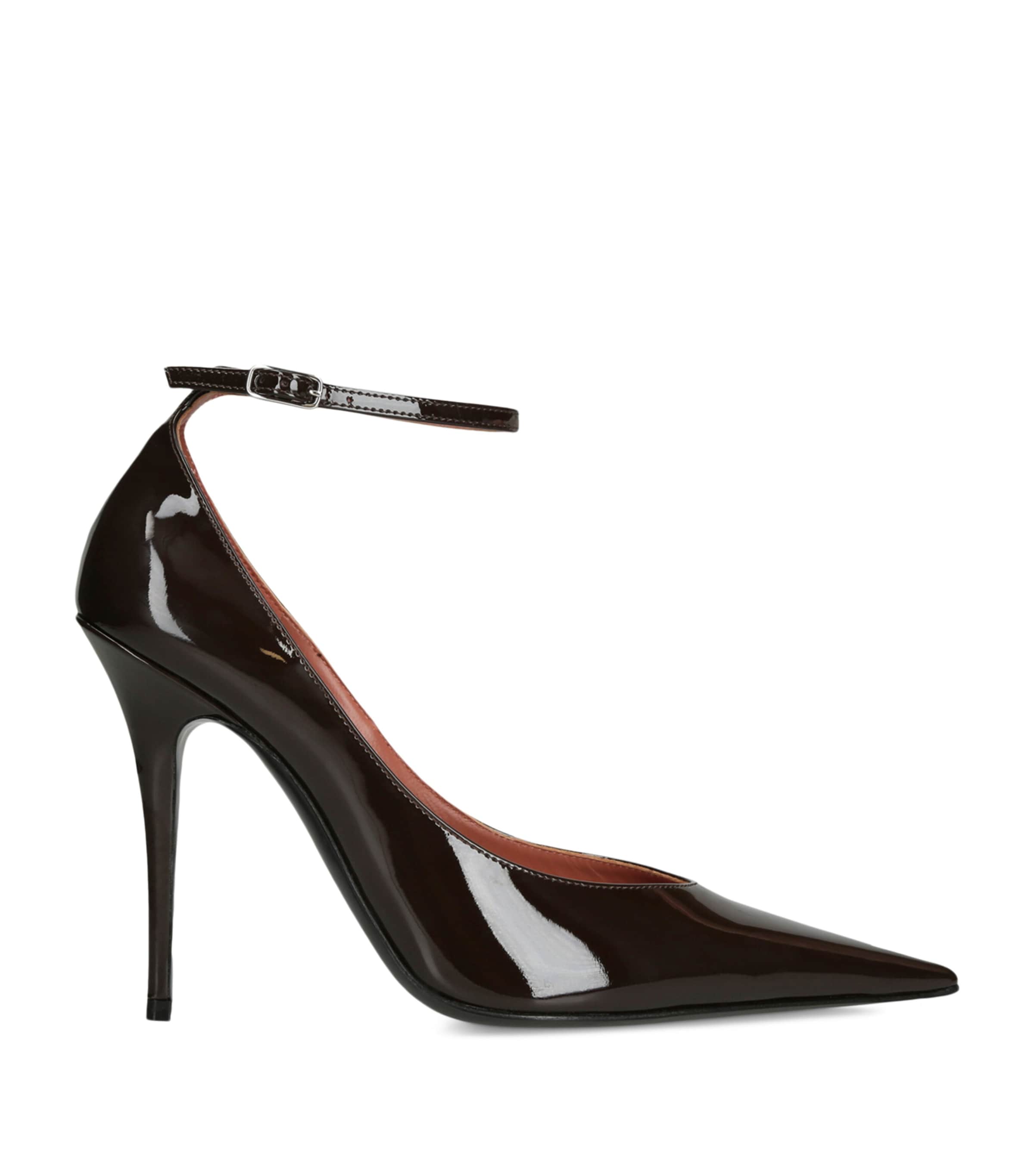 Amina Muaddi Patent Leather Anok Pumps 105 In Brown
