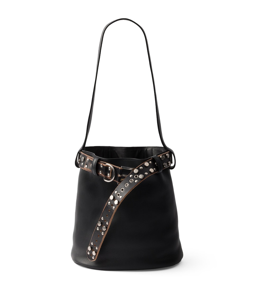 Leather Buckled Bucket Bag