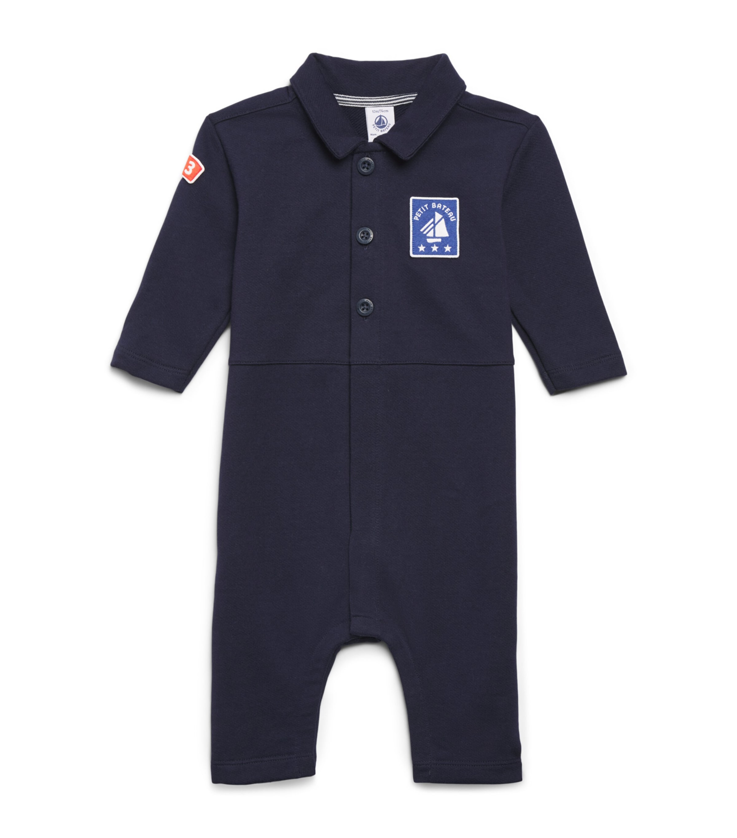 Petit Bateau Cotton Logo Playsuit (0-24 Months) Soir Image 1