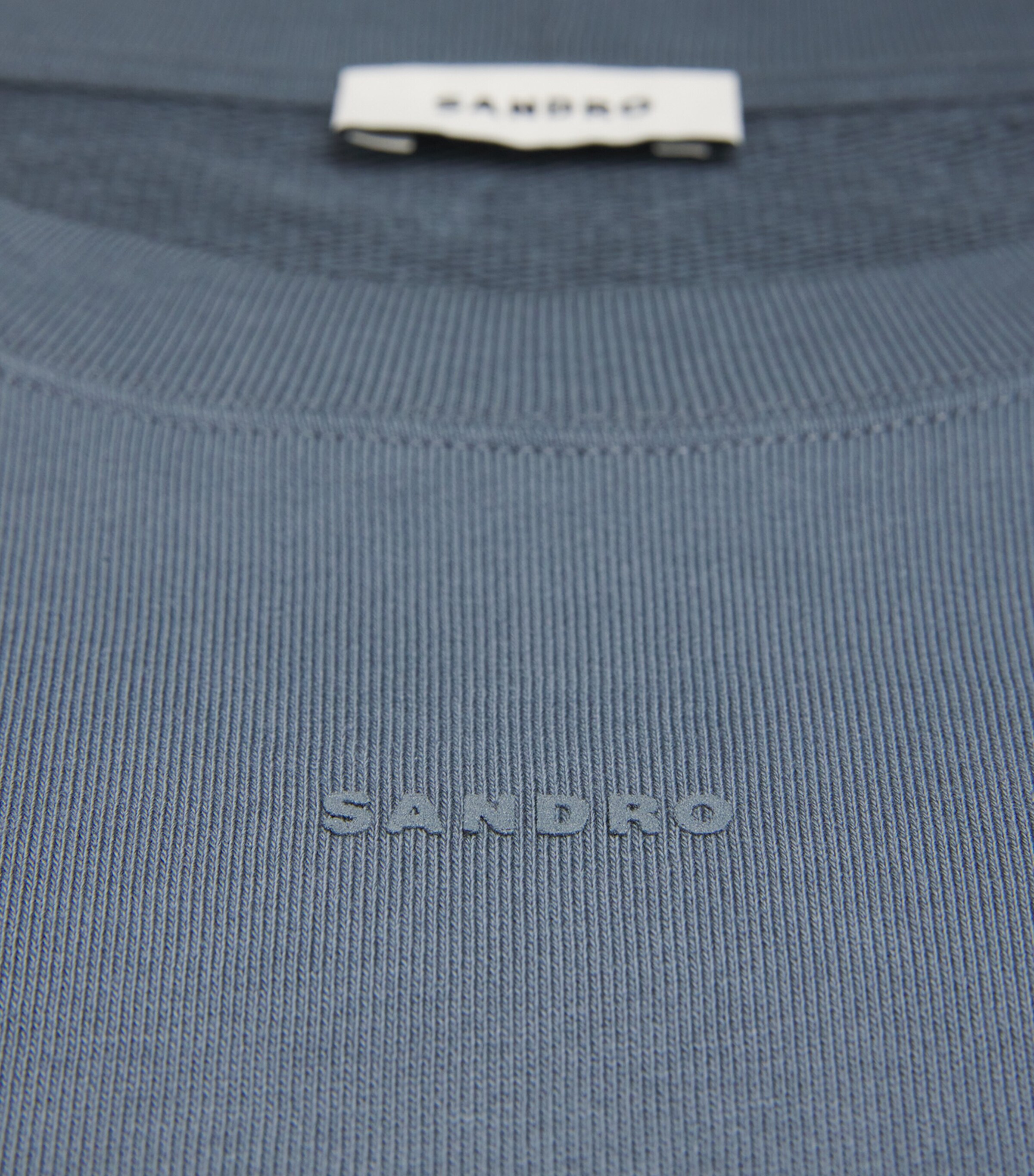 Sandro Paris Mens Cotton Logo Sweatshirt Grey / Blu Image 6