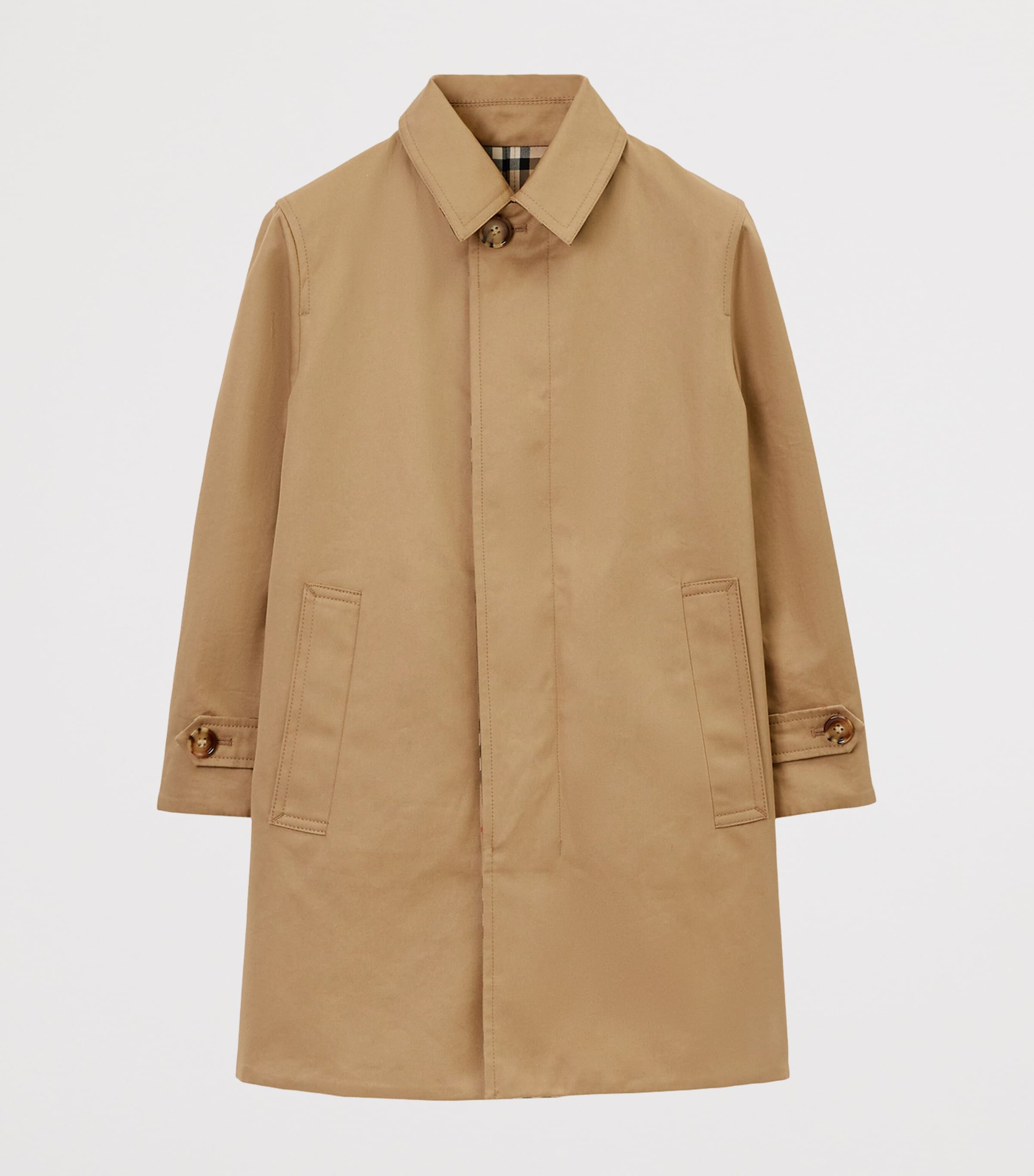 Burberry Kids Cotton Reversible Car Coat (3-12 Years) Archive Beige Ip Chk Image 2
