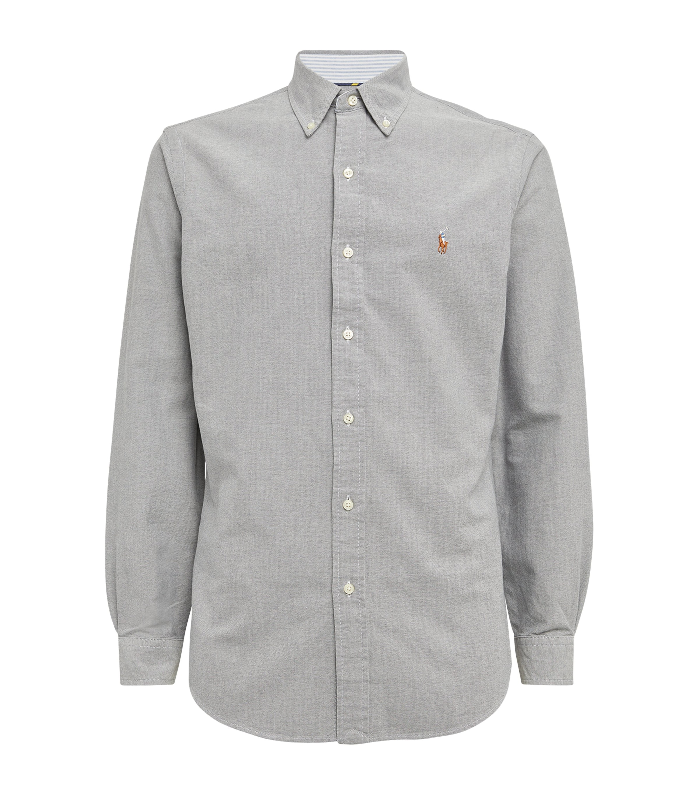 Polo Ralph Lauren Custom-fit Oxford Shirt In Gray