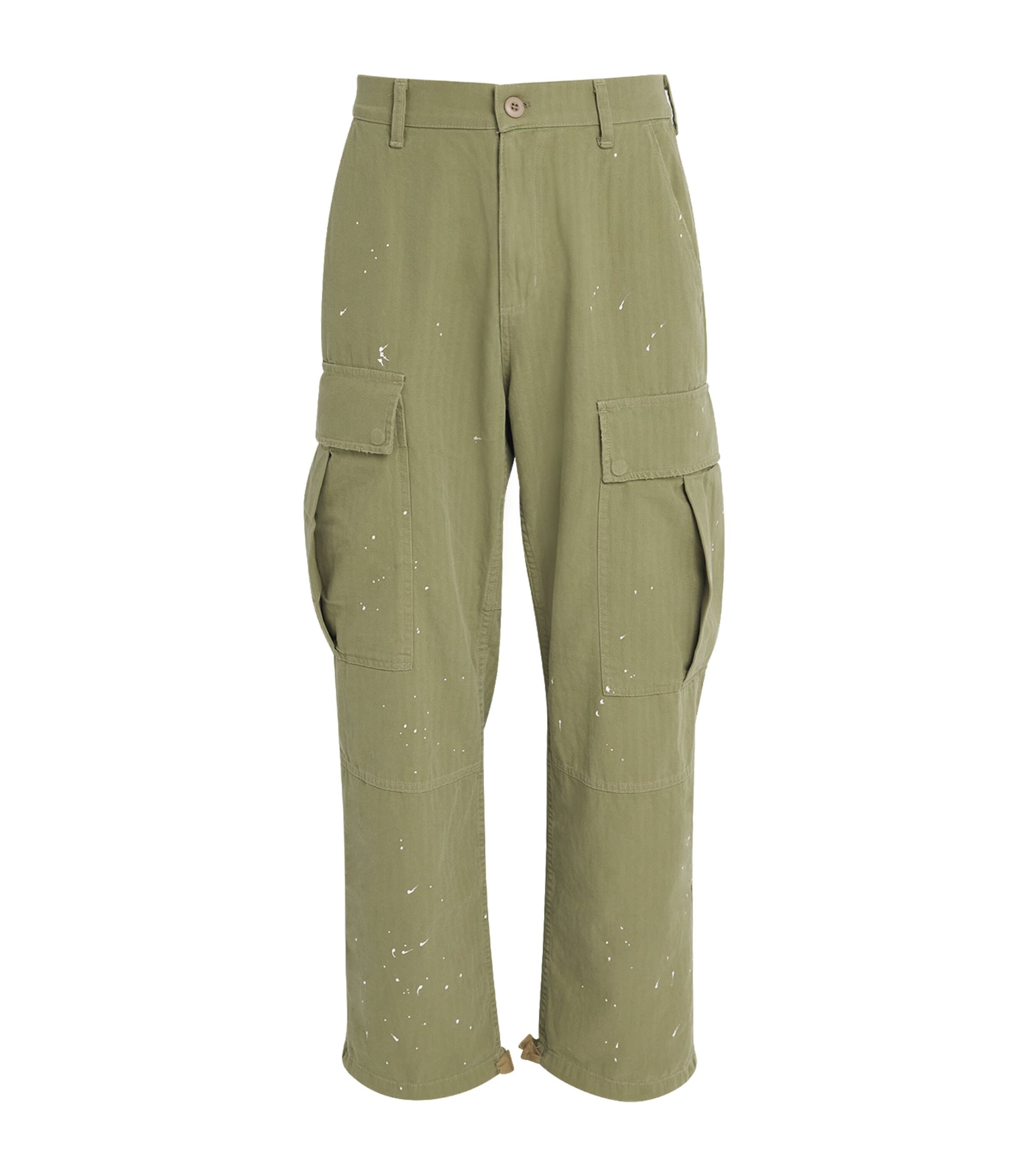 Cherry Los Angeles Mens Wide-Leg Cargo Trousers Green Image 1