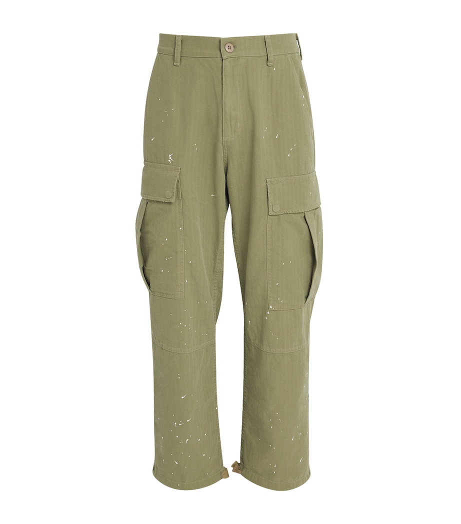 Cherry Los Angeles Mens Wide-Leg Cargo Trousers Green Image 1