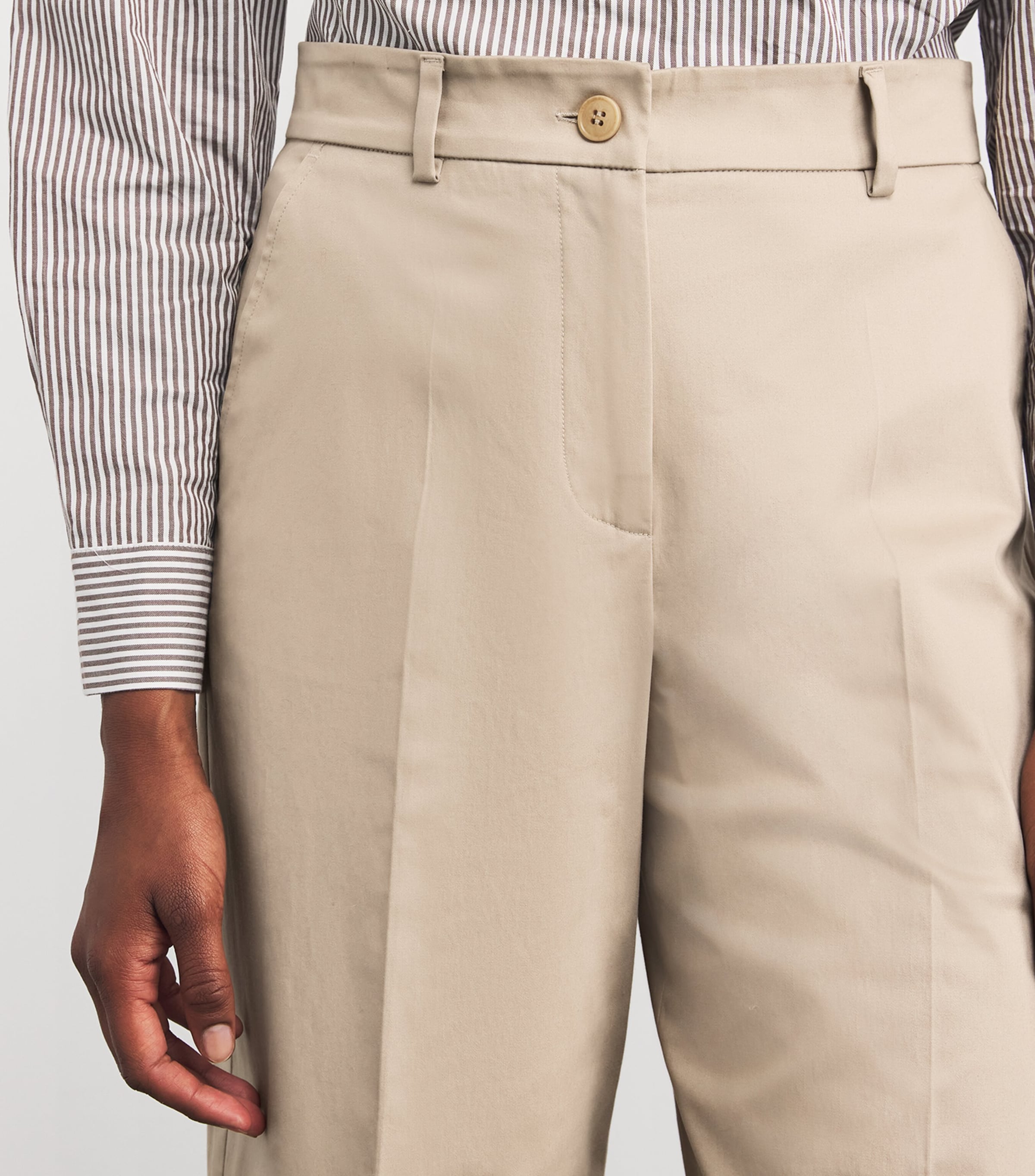 Cotton Straight Trousers BEIGE Image 6