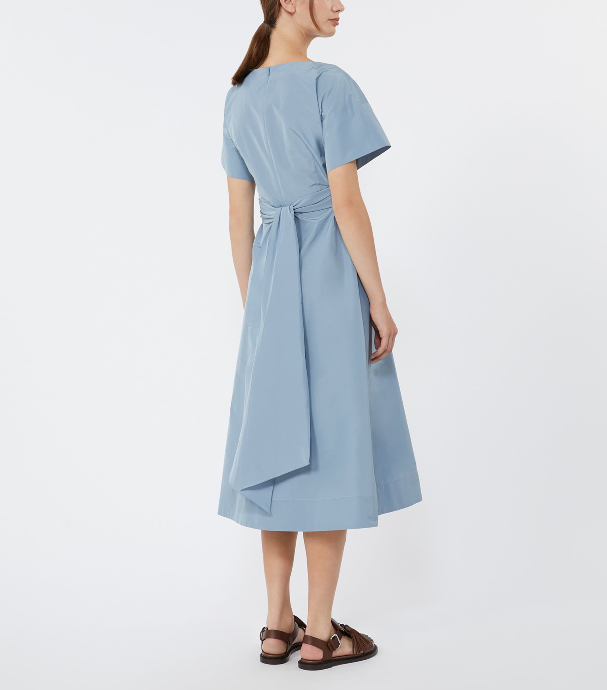 Weekend Max Mara Womens Taffeta Gathered Midi Dress Light Blue Image 4