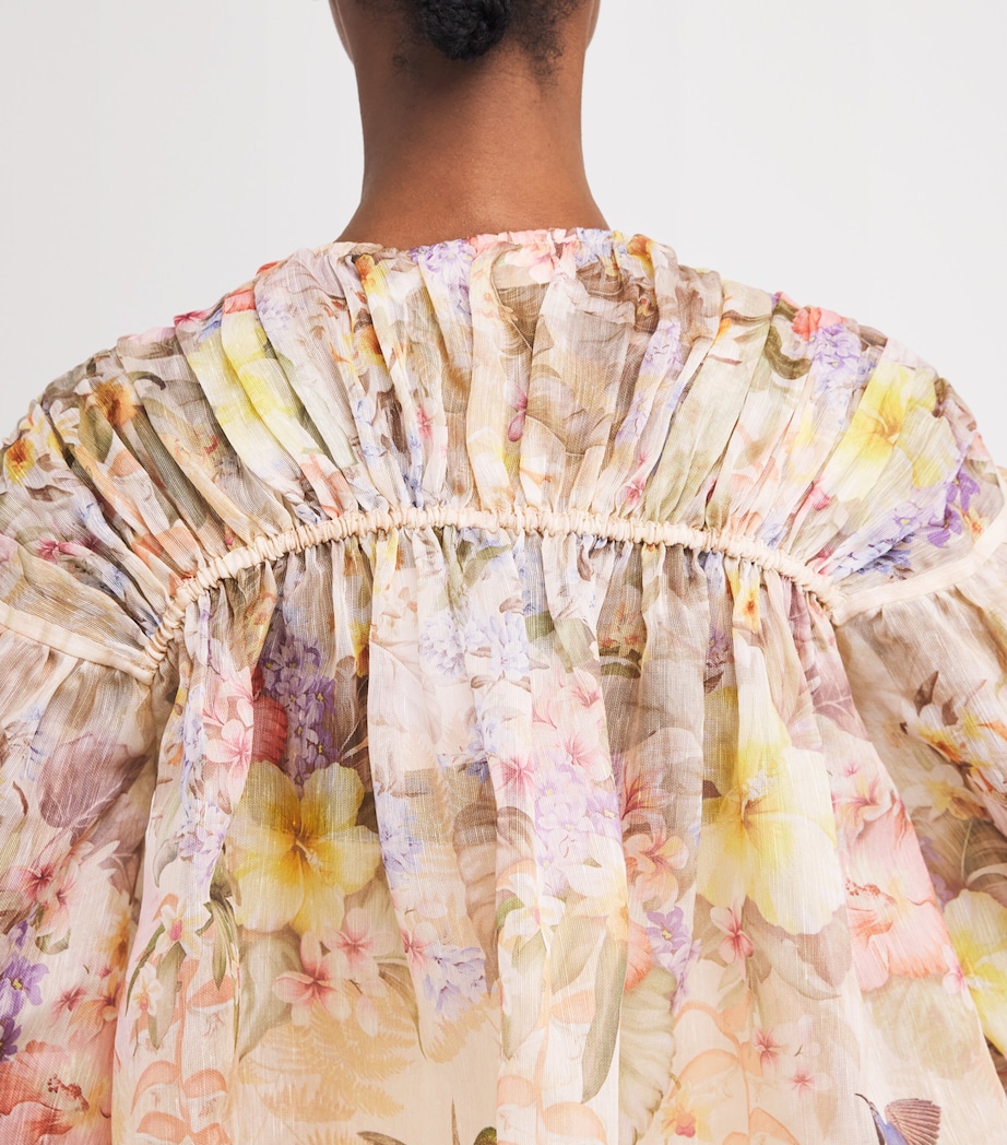 Linen-Silk Drawstring Blouse IVORY TROPICAL Image 6