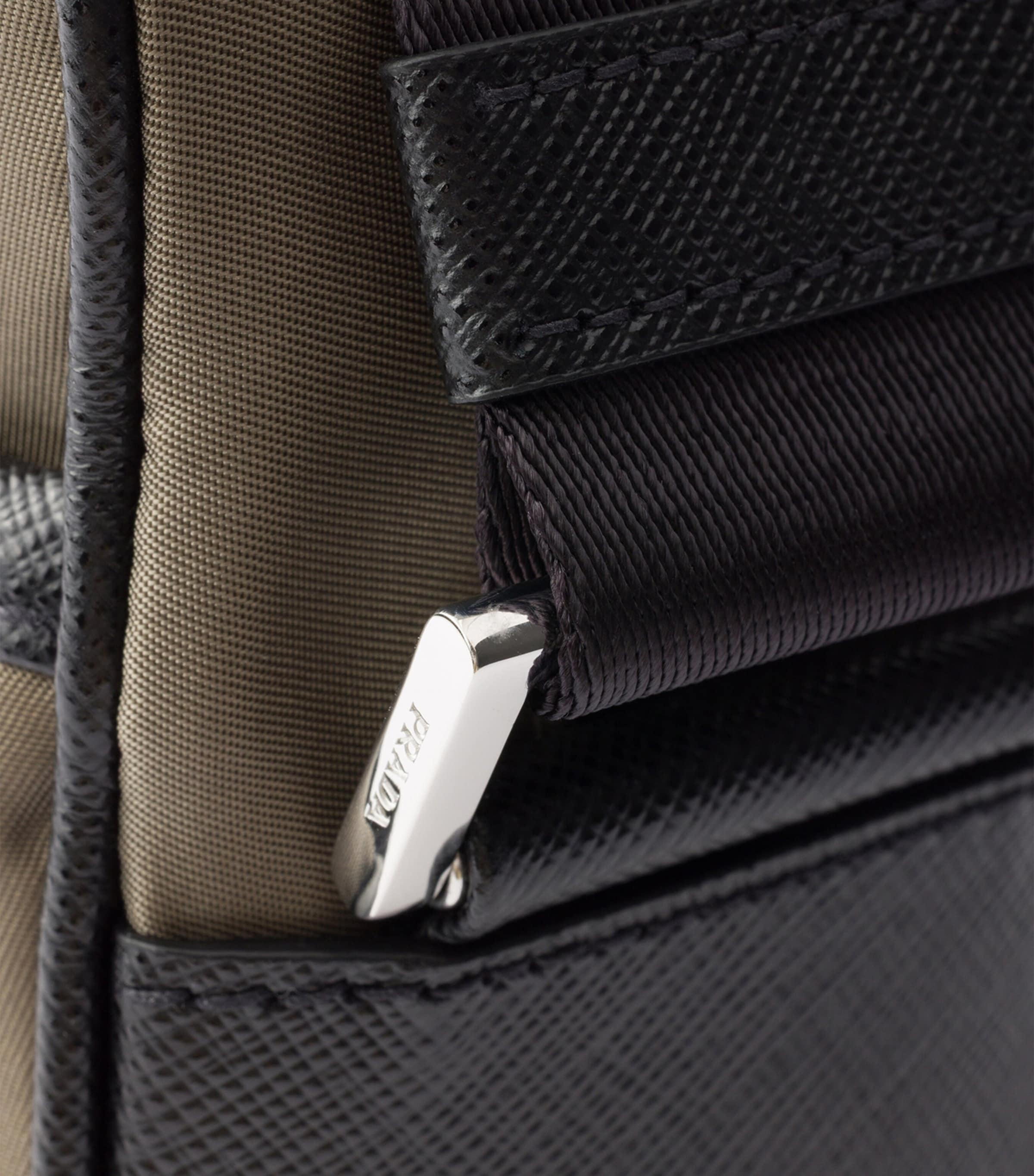 Prada Re-Nylon Saffiano Leather-Trim Shoulder Bag Grey Image 5