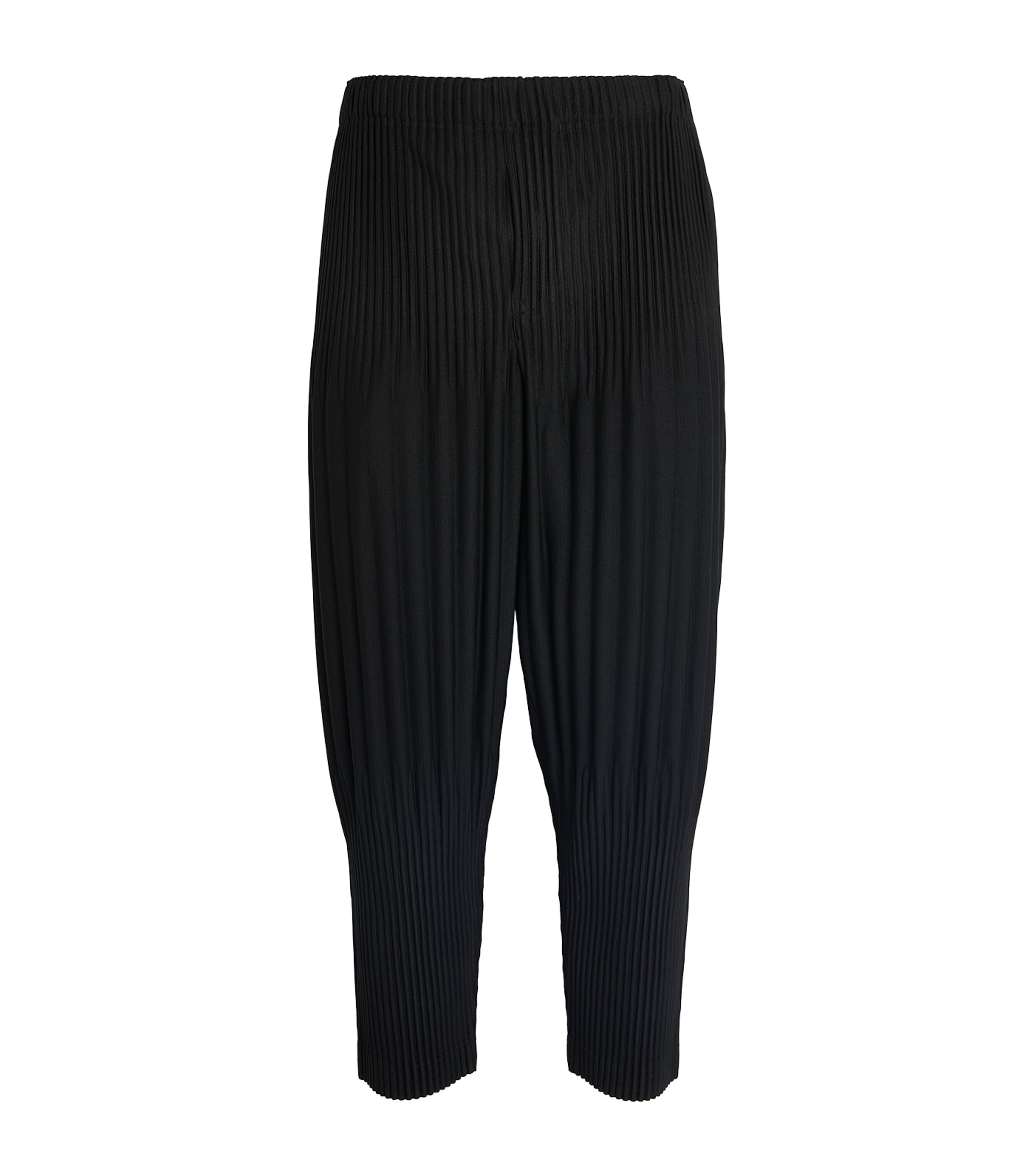 Issey Miyake Pleated Tapered Trousers In Black