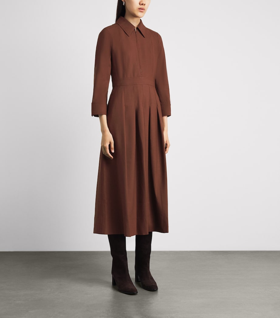 ME+EM Womens Zipped Fit and Flare Midi Dress Deep Pecan Brown Image 4