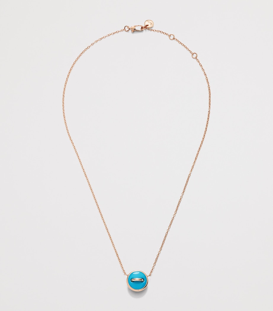 Rose Gold, Diamond and Turquoise Pom Pom Dot Necklace DB0TU Image 2