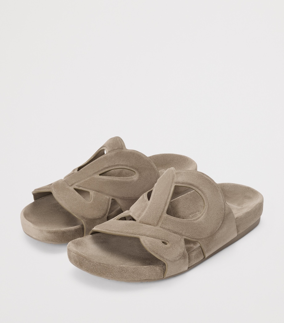 LOEWE x Paula's Ibiza Leather Monogram Ease Slides Stone Grey Image 2
