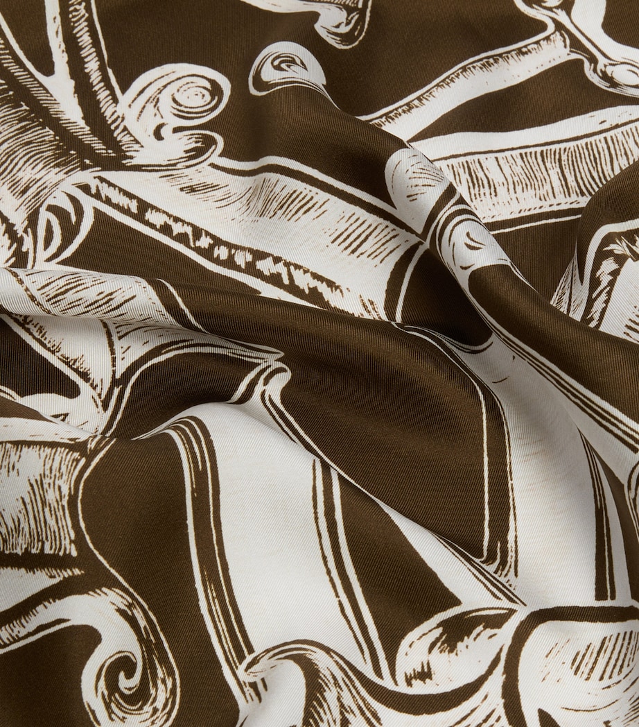 Max Mara Silk Logo Scarf Dark Brown Image 3