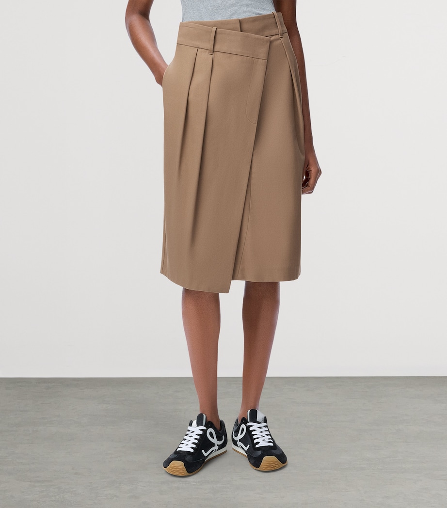 Cotton Wrap Mini Skirt BEIGE Image 2