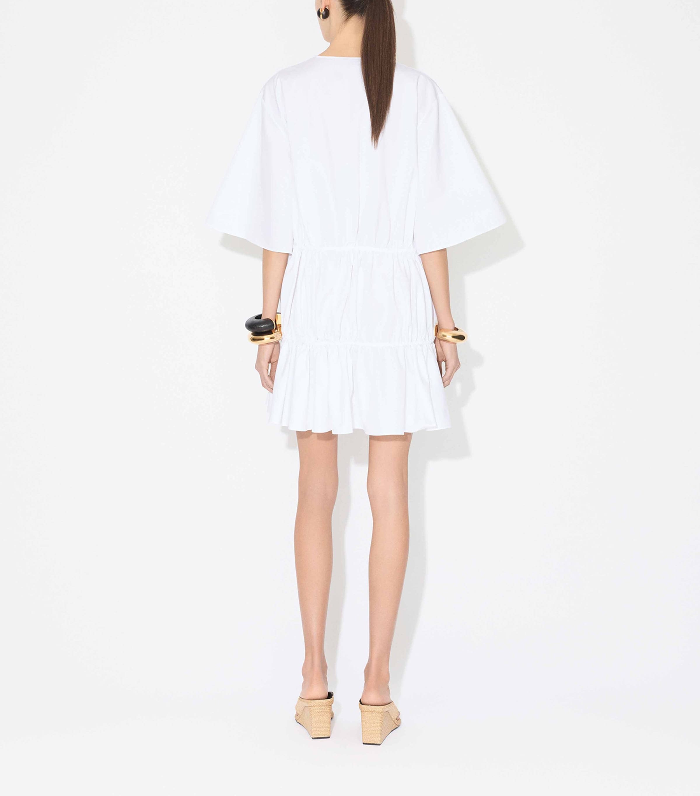 ワンピース ALAIA COTTON MINI DRESS ALAÏA Asymmetric cotton-poplin mini dress | NET-A-PORTER