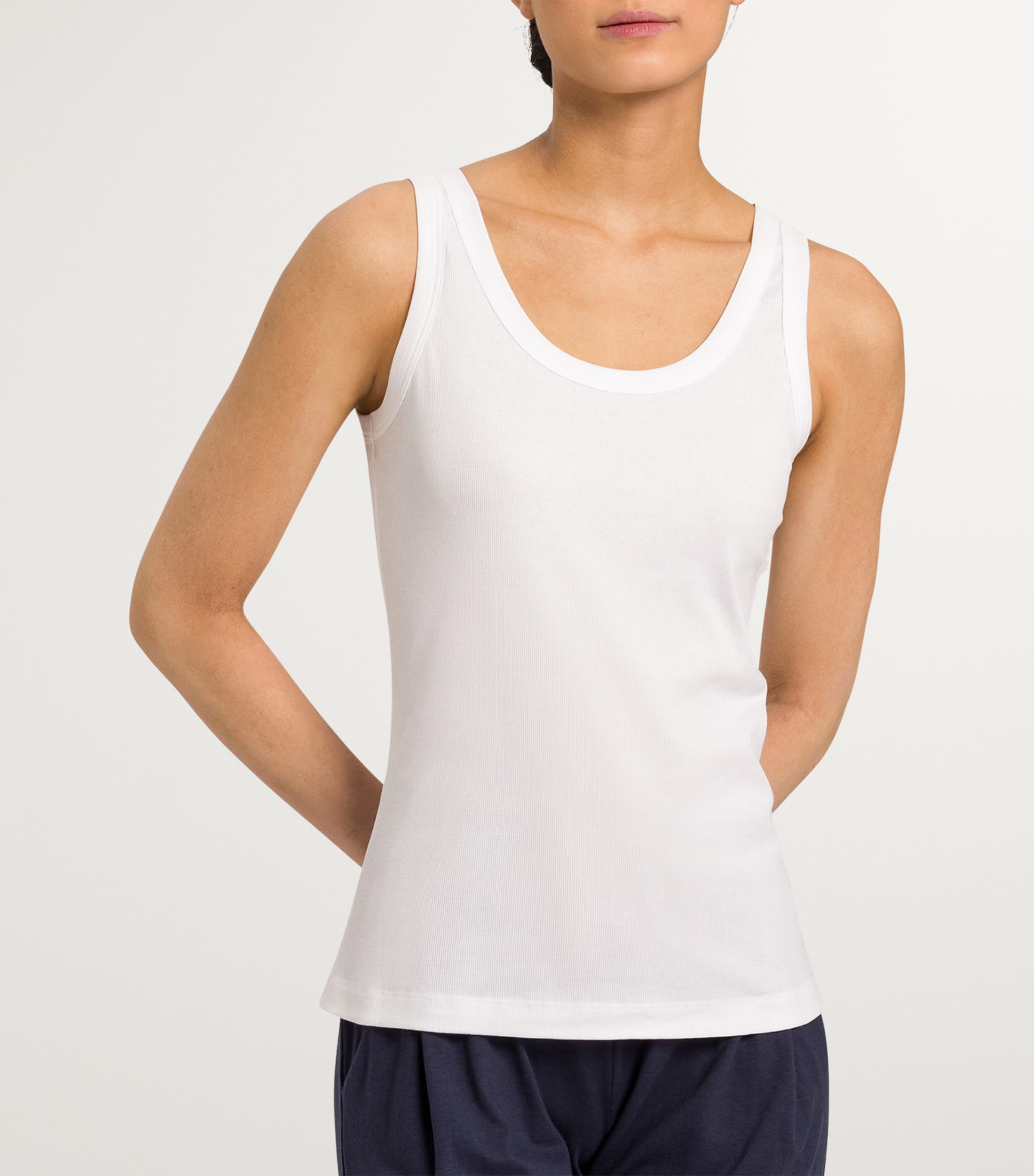 Cotton-Stretch Tank Top WHITE Image 3