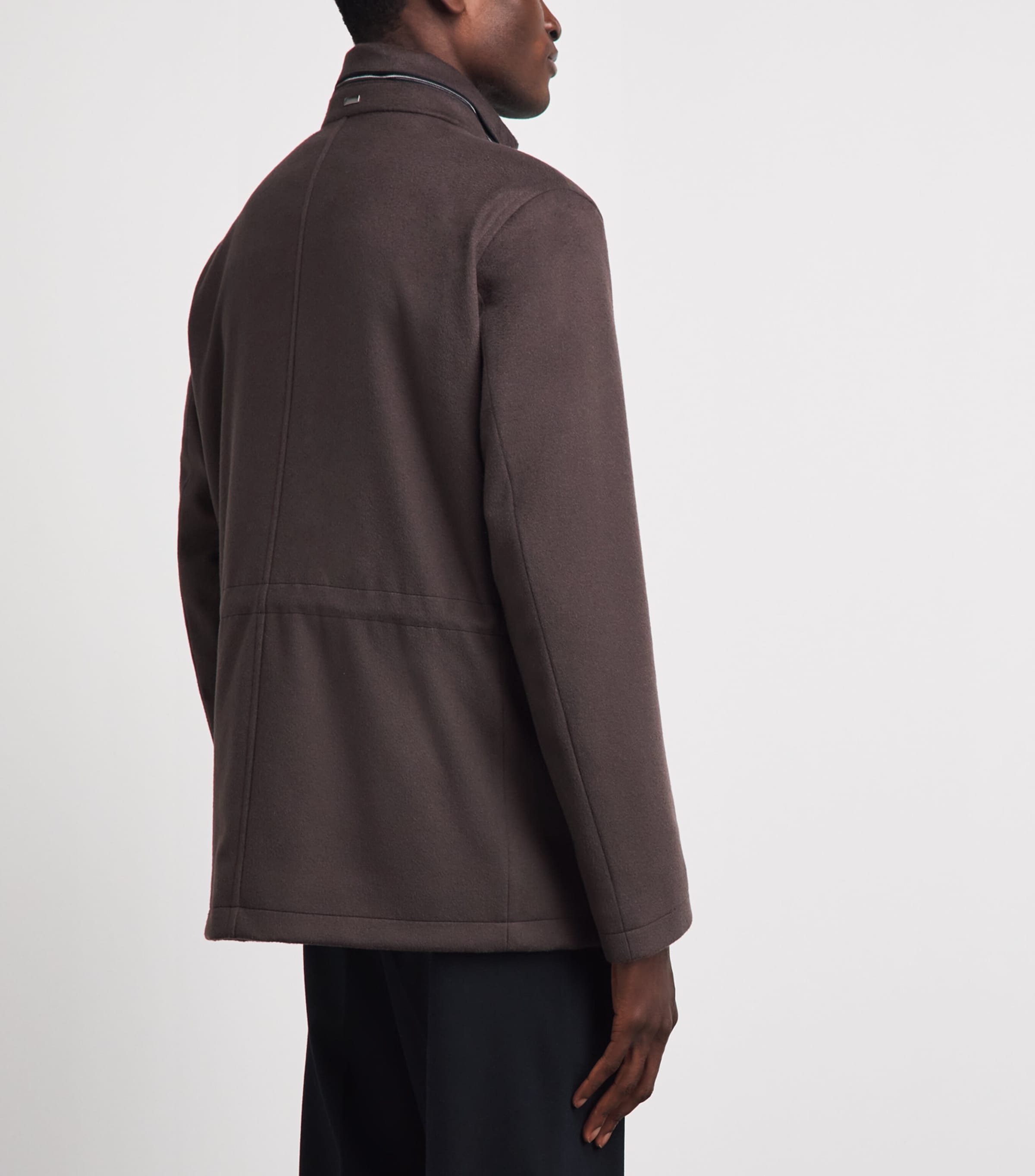 Herno Mens Virgin Wool-Cashmere Field Jacket Marrone Scuro Image 5