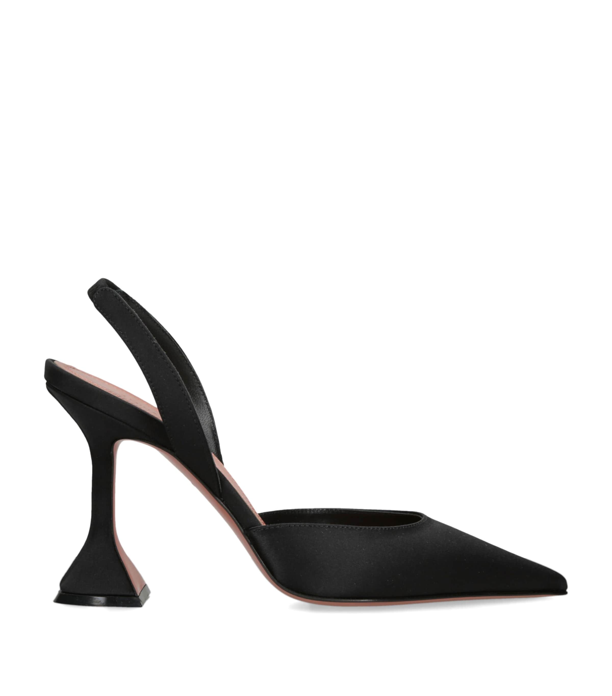 Amina Muaddi Satin Holli Slingback Heels 95 In Black