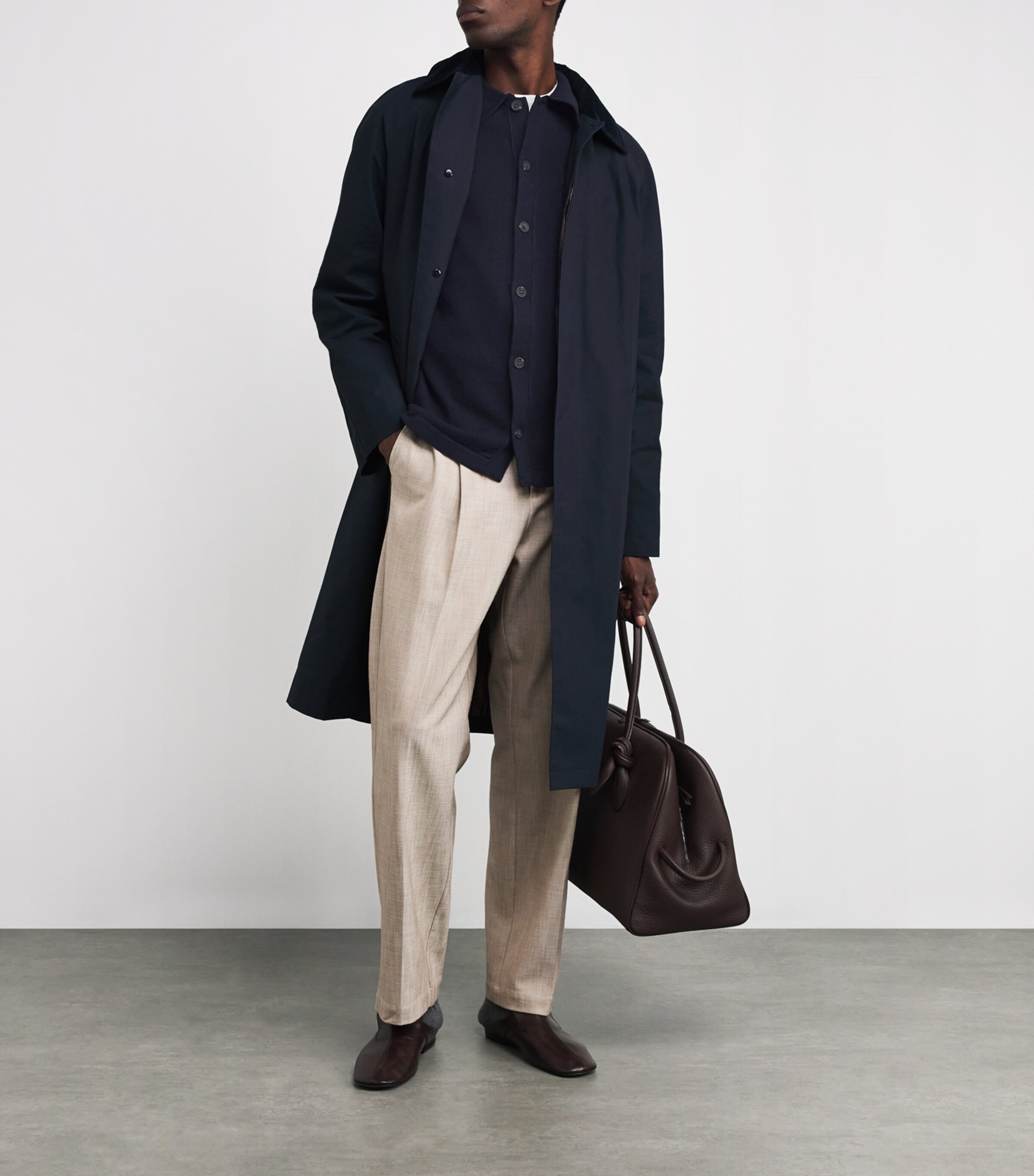A.P.C. Mens Wool Long-Sleeve Polo Shirt Iak Dark Navy Image 2