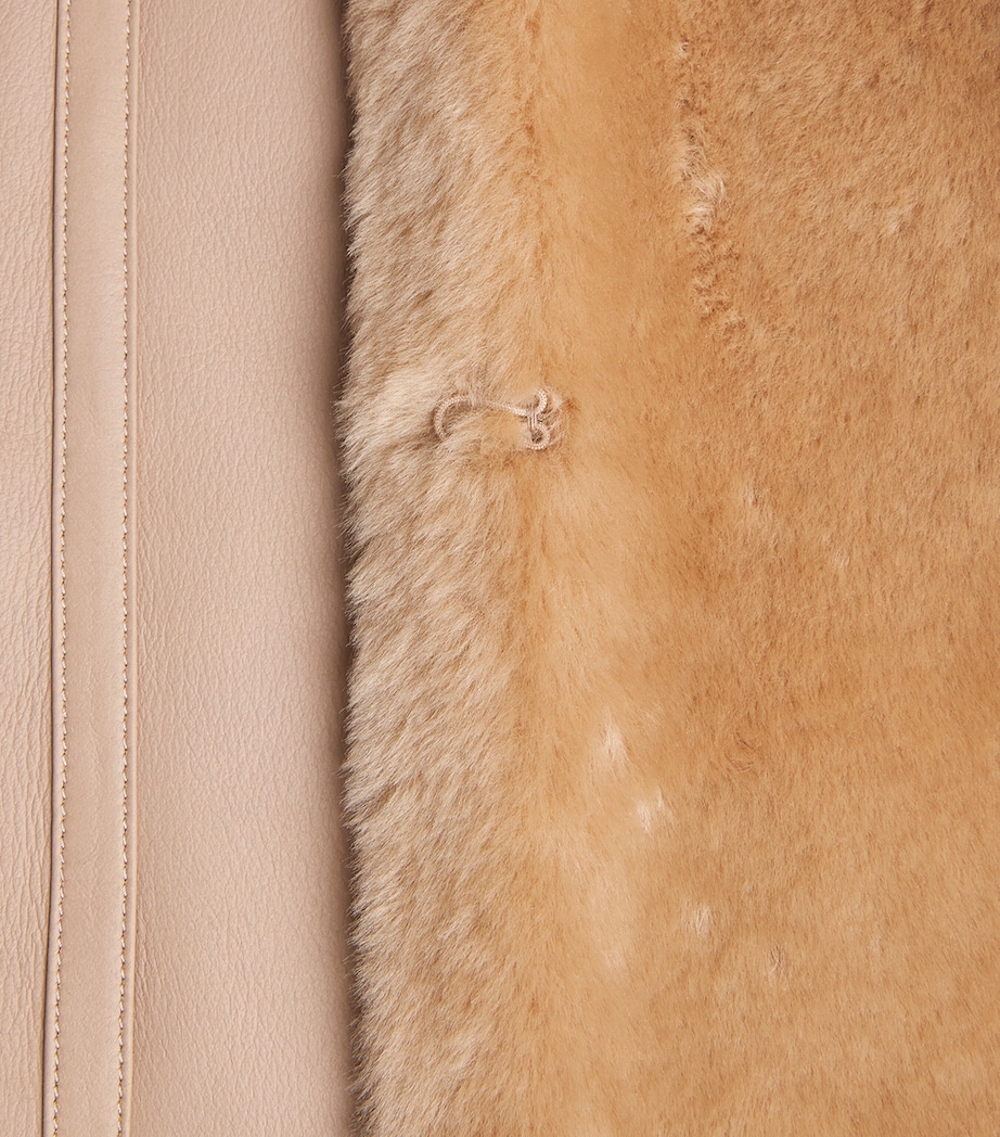 CHAROUX Womens Shearling Edie Overcoat Mocha Image 6