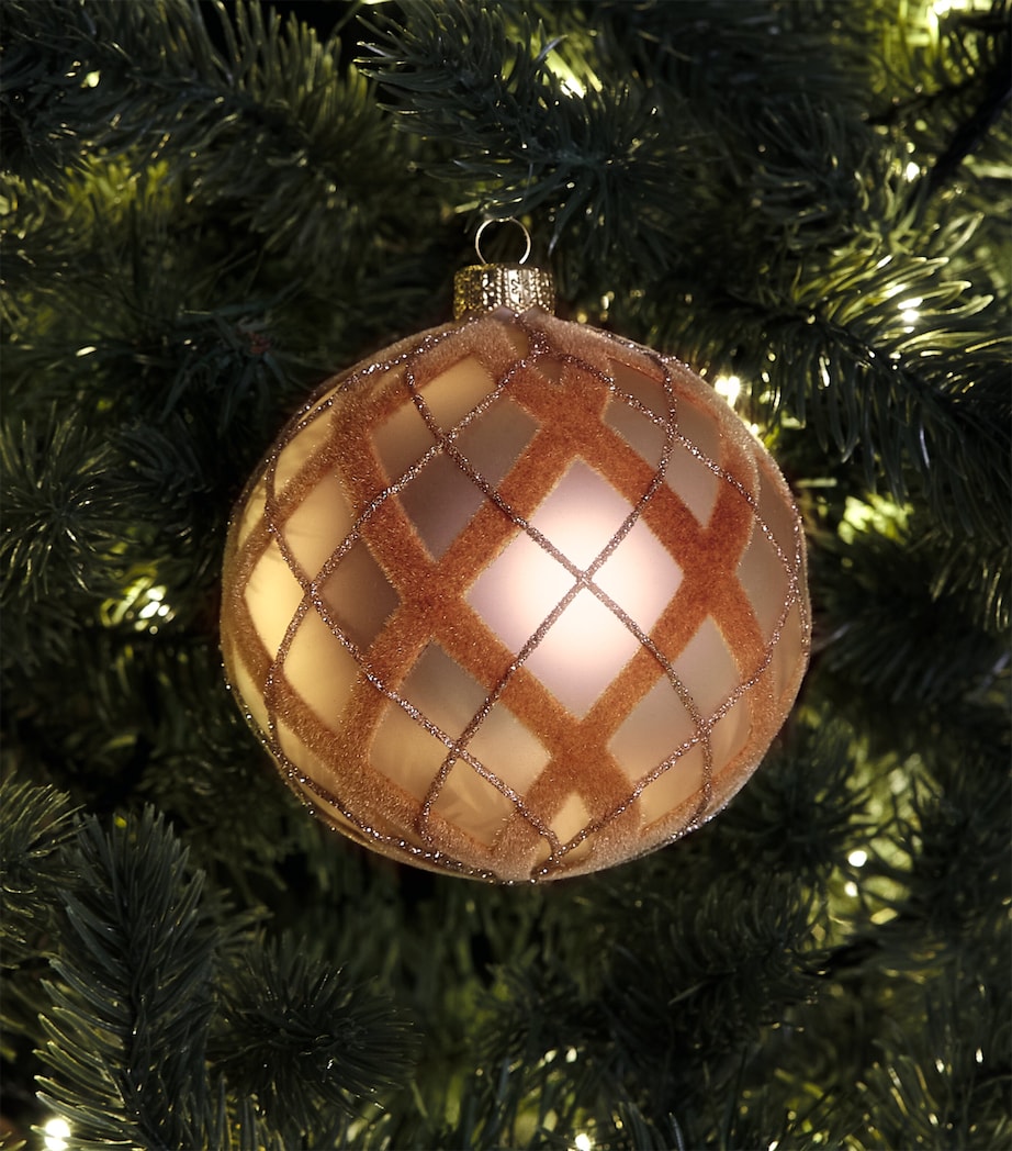 Harrods Glitter Tartan Bauble Champagne Matt Image 3