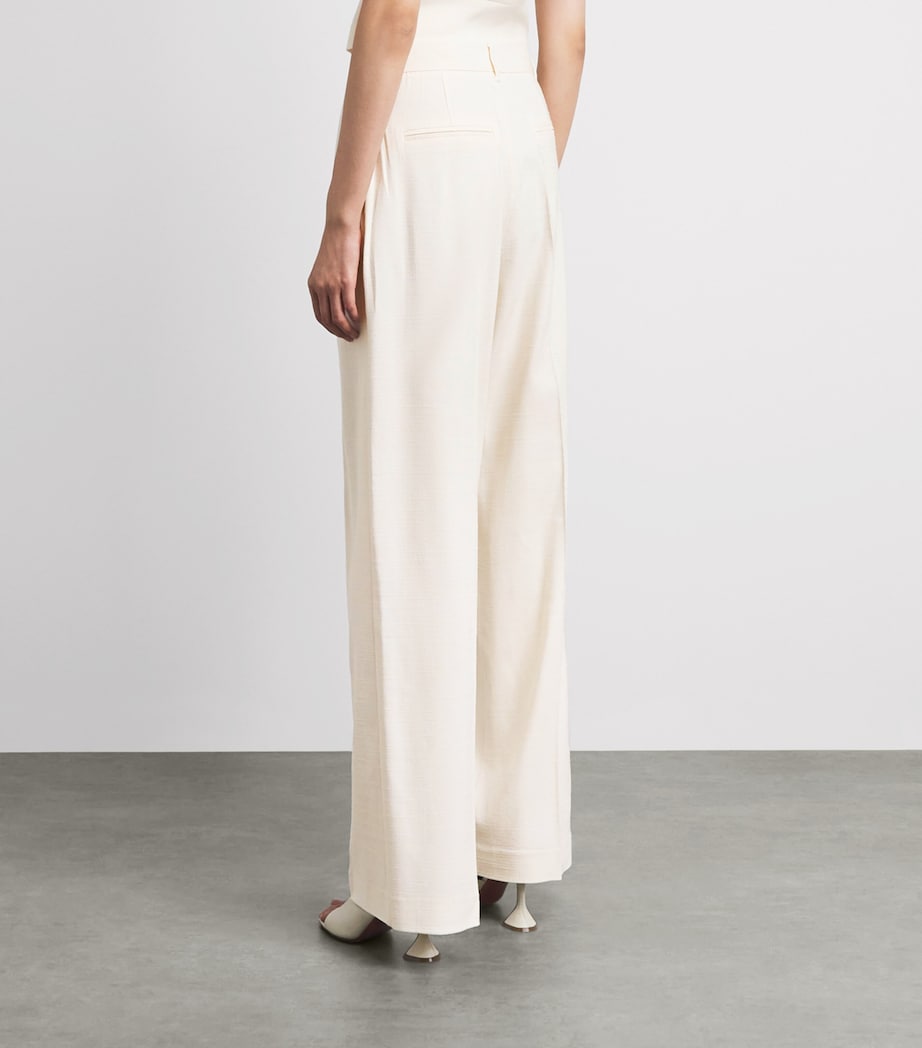 PAIGE Womens Westin Pleated Wide-Leg Trousers Bone Image 5