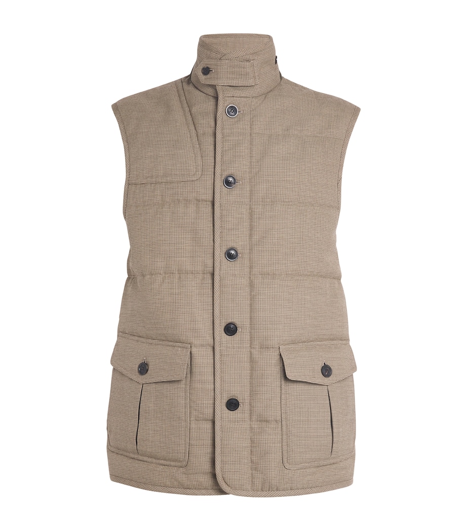 Lambswool Check Rothbury Gilet DARK PEPPERCORN Image 1