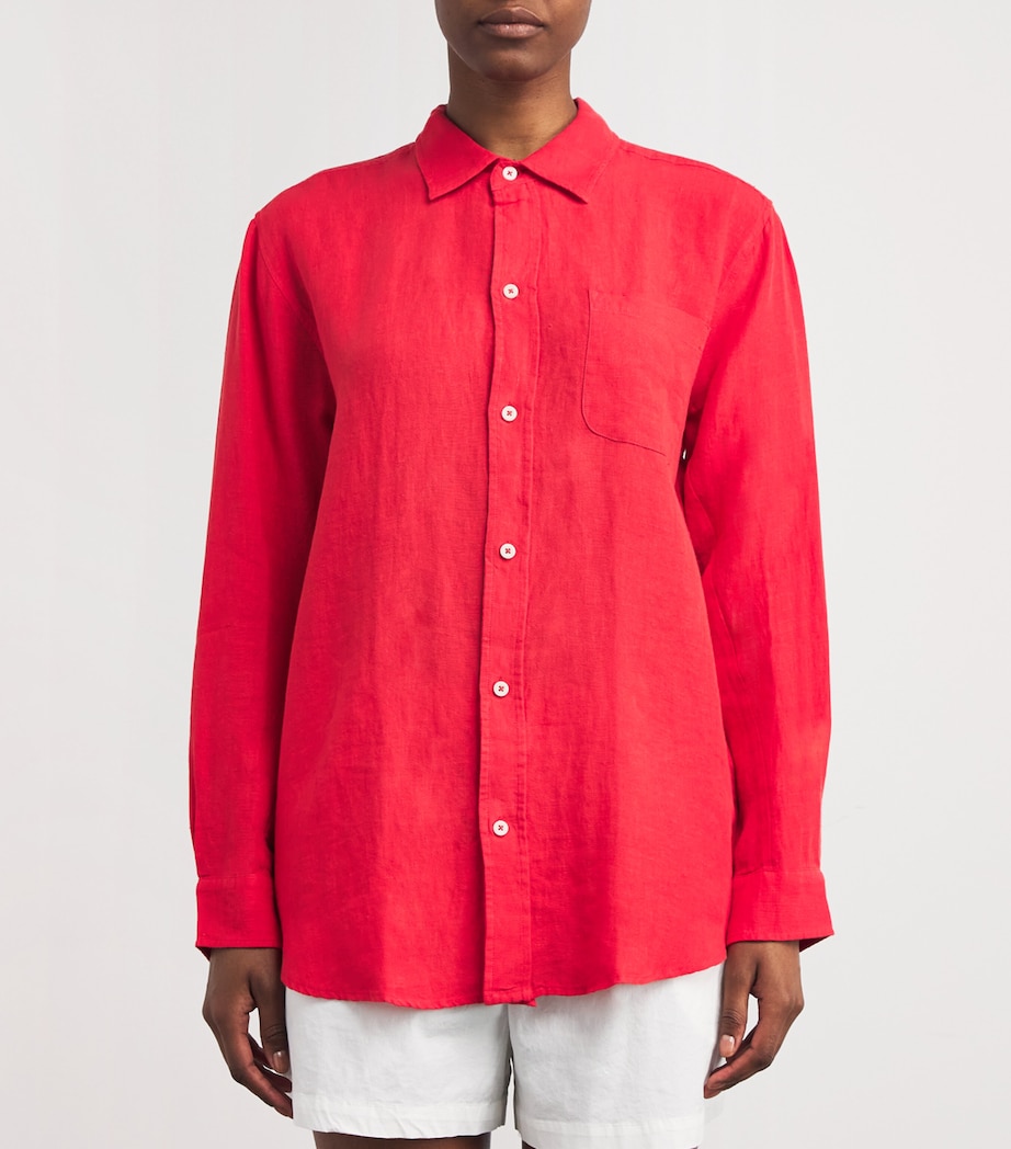 Linen Pyjama Shirt RED Image 3
