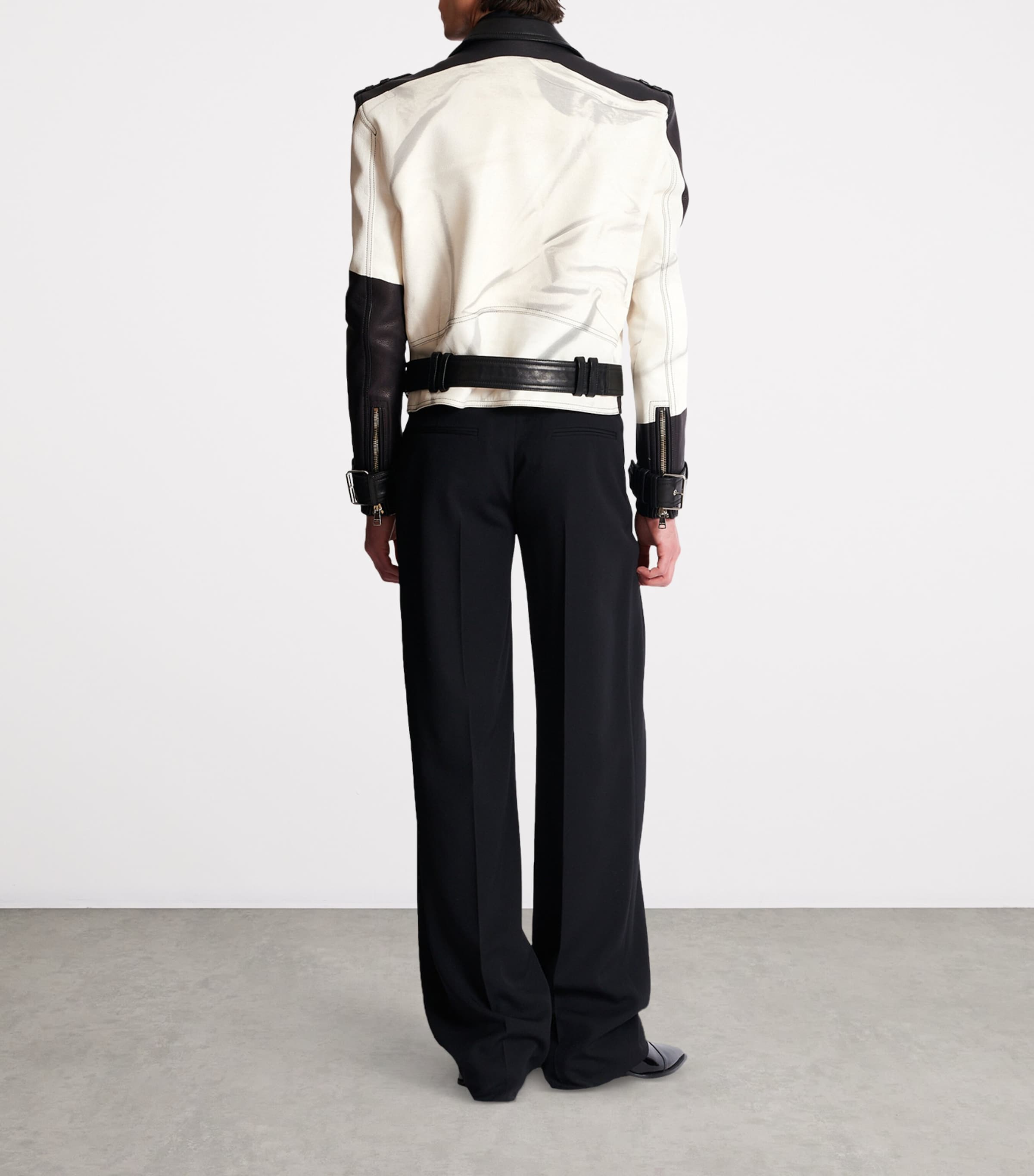 Leather Printed Biker Jacket GAB BLANC/NOIR Image 3