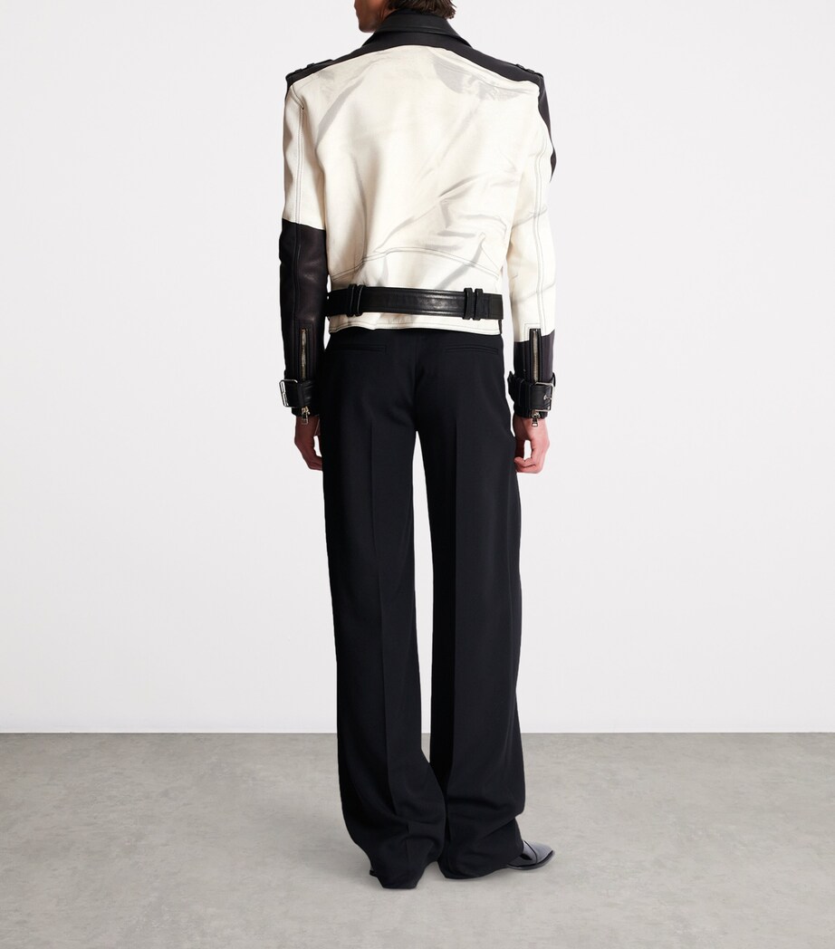 Leather Printed Biker Jacket GAB BLANC/NOIR Image 3