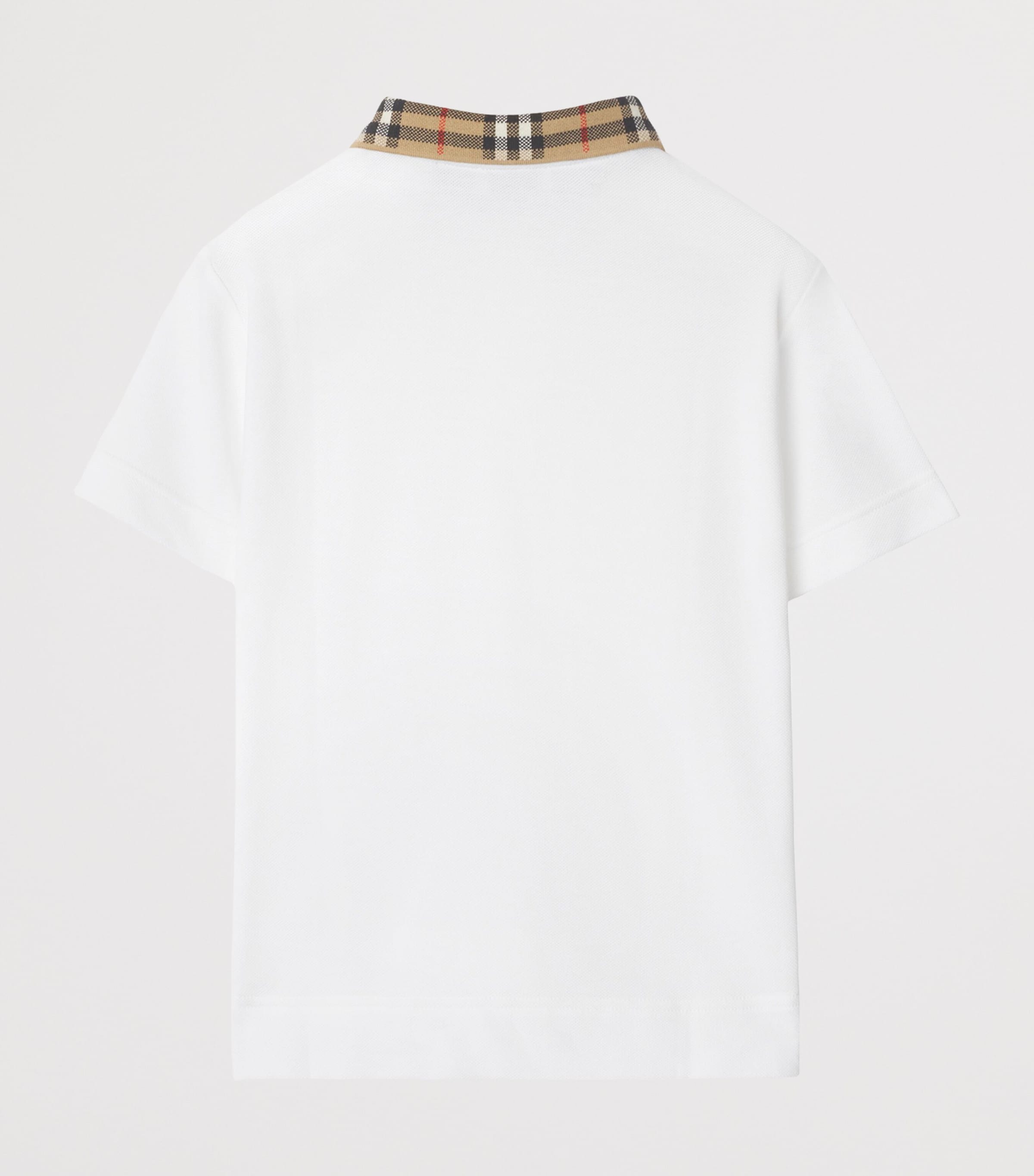 Burberry Kids White Cotton Check Collar Polo Shirt (3-12 Years 