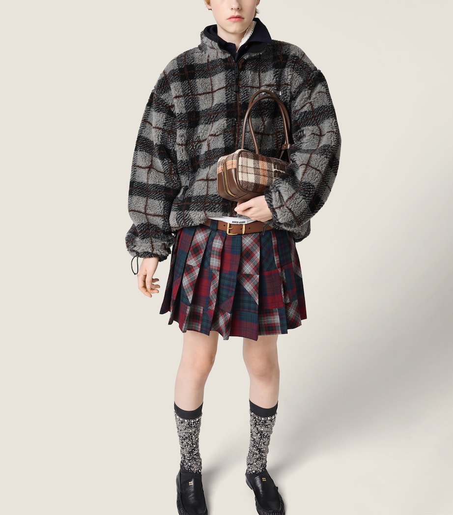 Miu Miu Womens Fleece Check Zip-Up Jacket Image 5