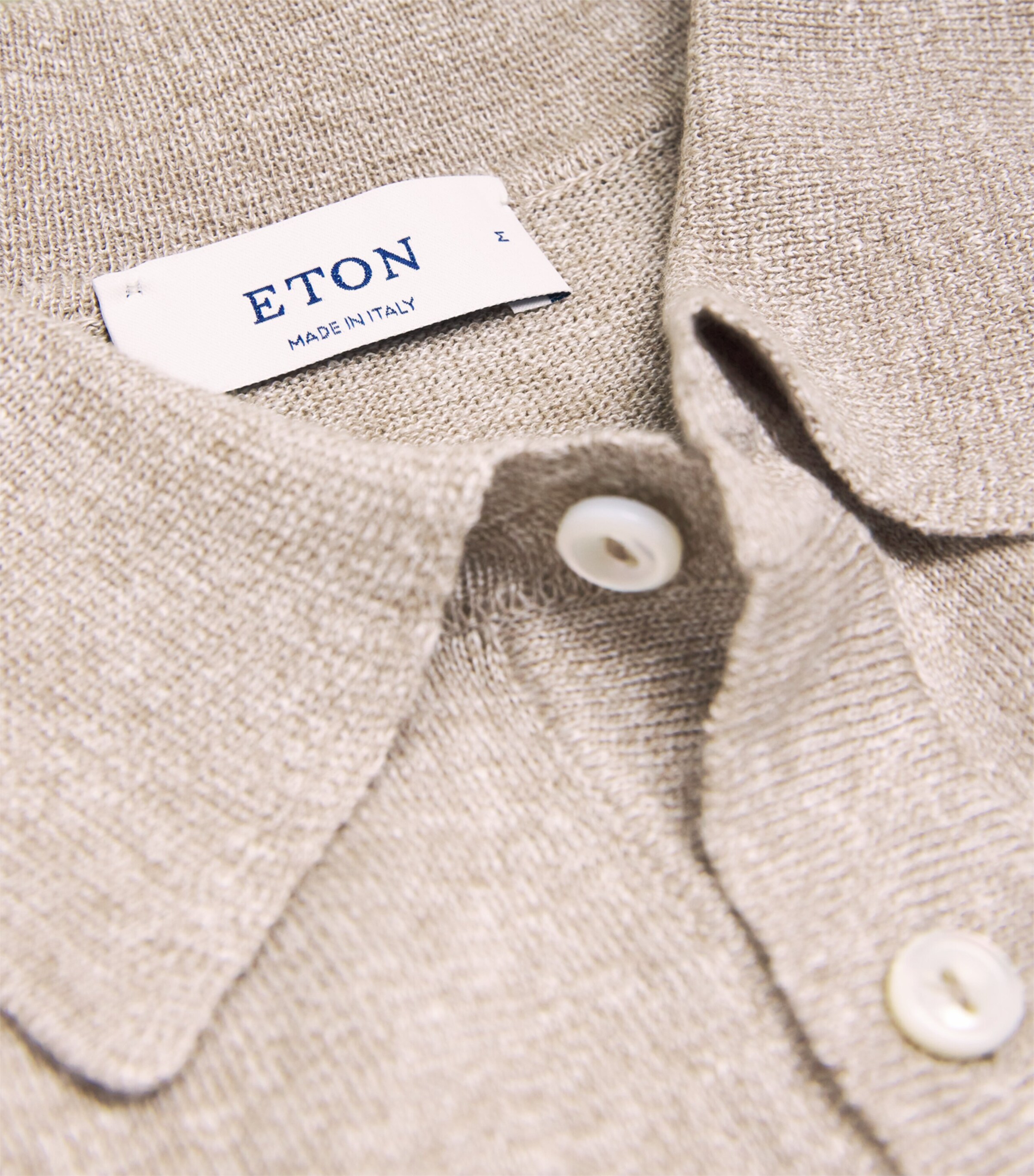 Eton Mens Cotton-Linen Polo Shirt Beige Image 5
