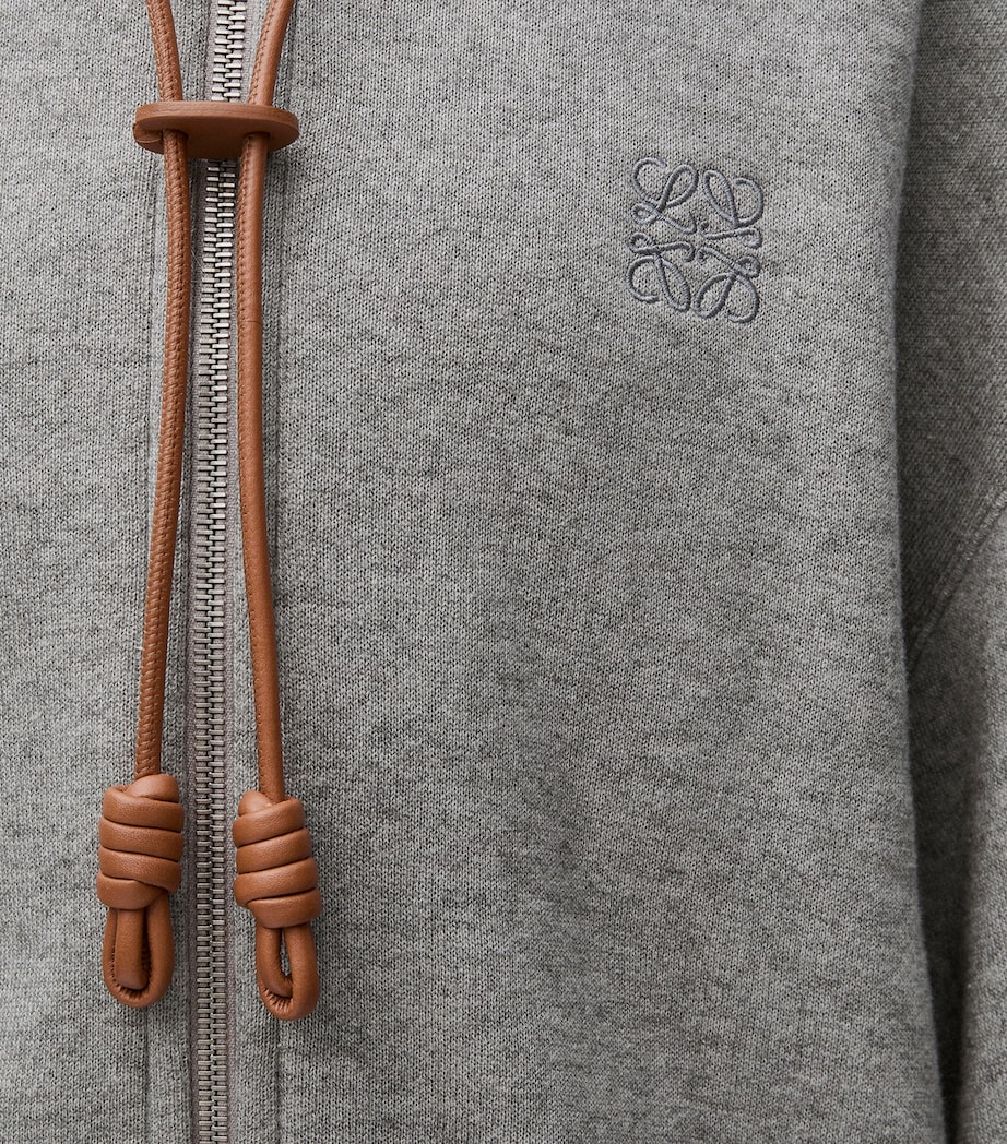 LOEWE Womens Cotton-Cashmere Flamenco Hoodie Grey Image 5