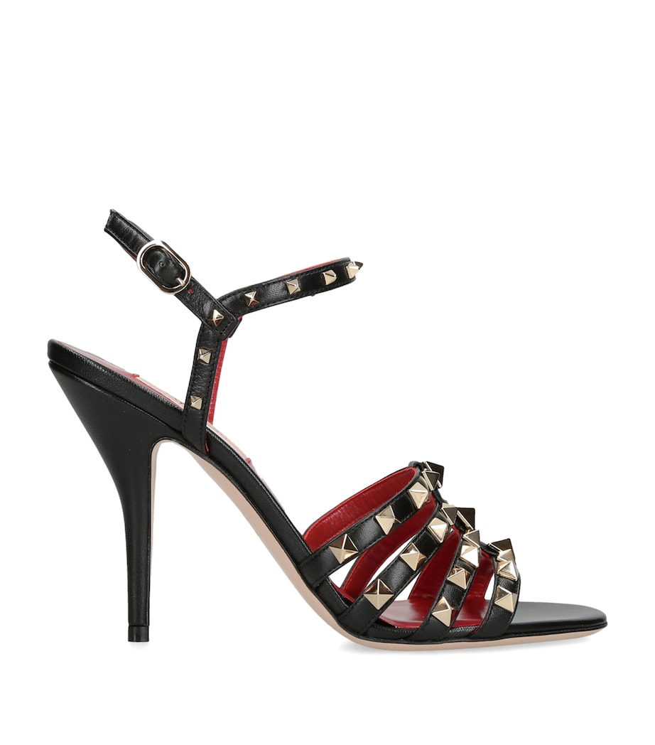 Valentino Garavani Leather Rockstud Heeled Sandals 100 Black Image 1