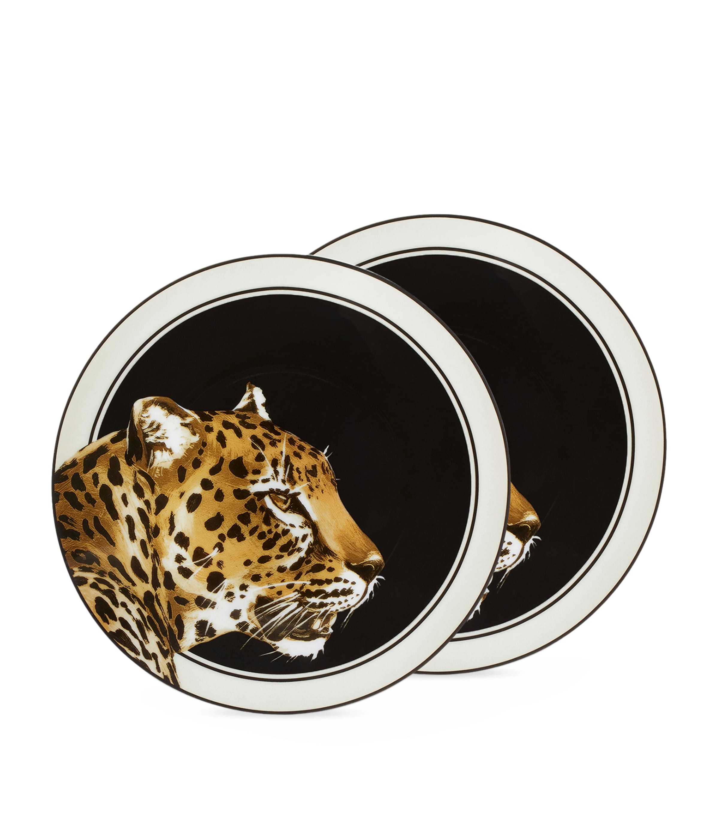Dolce & Gabbana Casa Set Of 2 Leopard Bread Plates In Animal Print