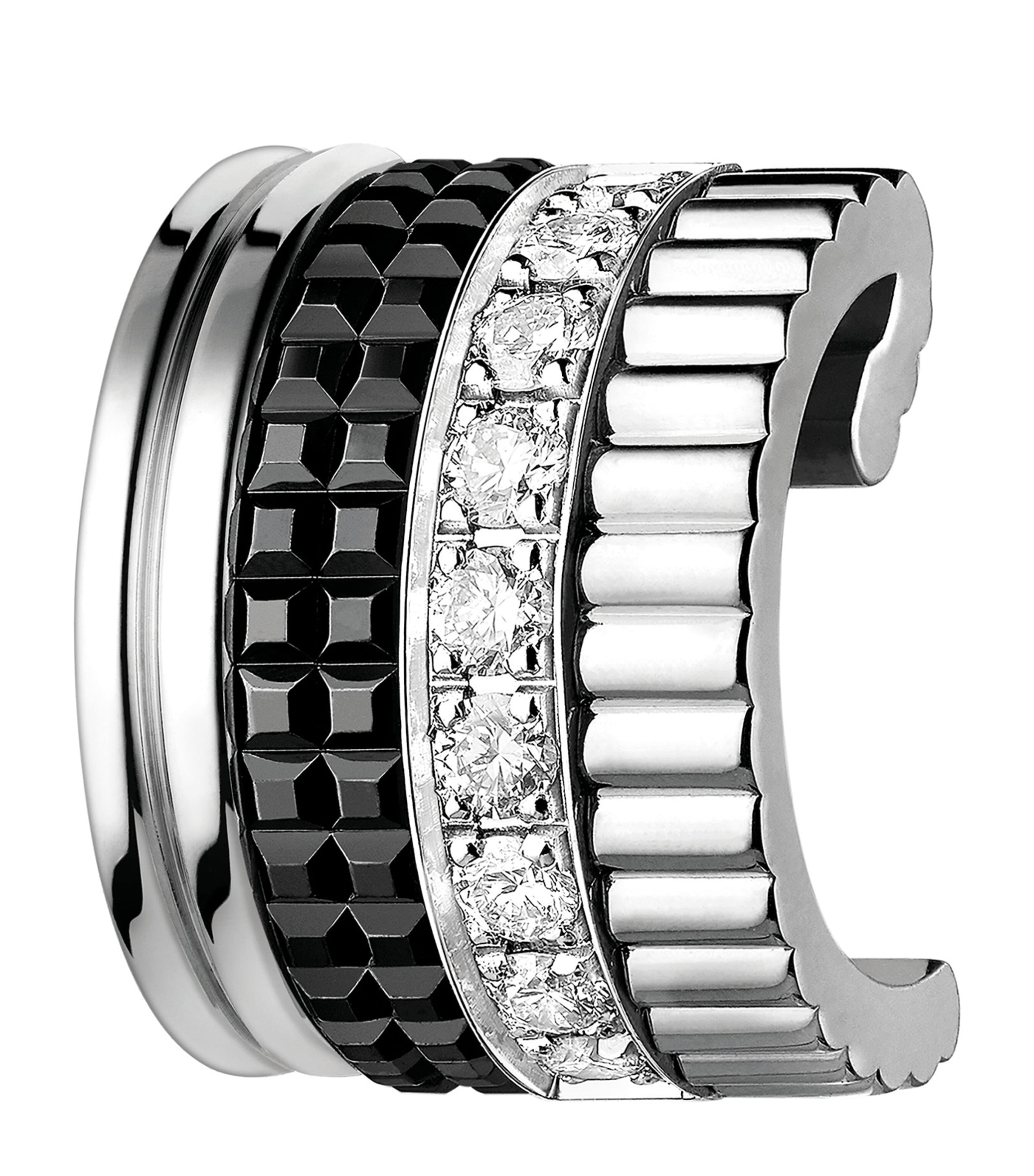 Boucheron White Gold And Diamond Quatre Single Ear Cuff In Black