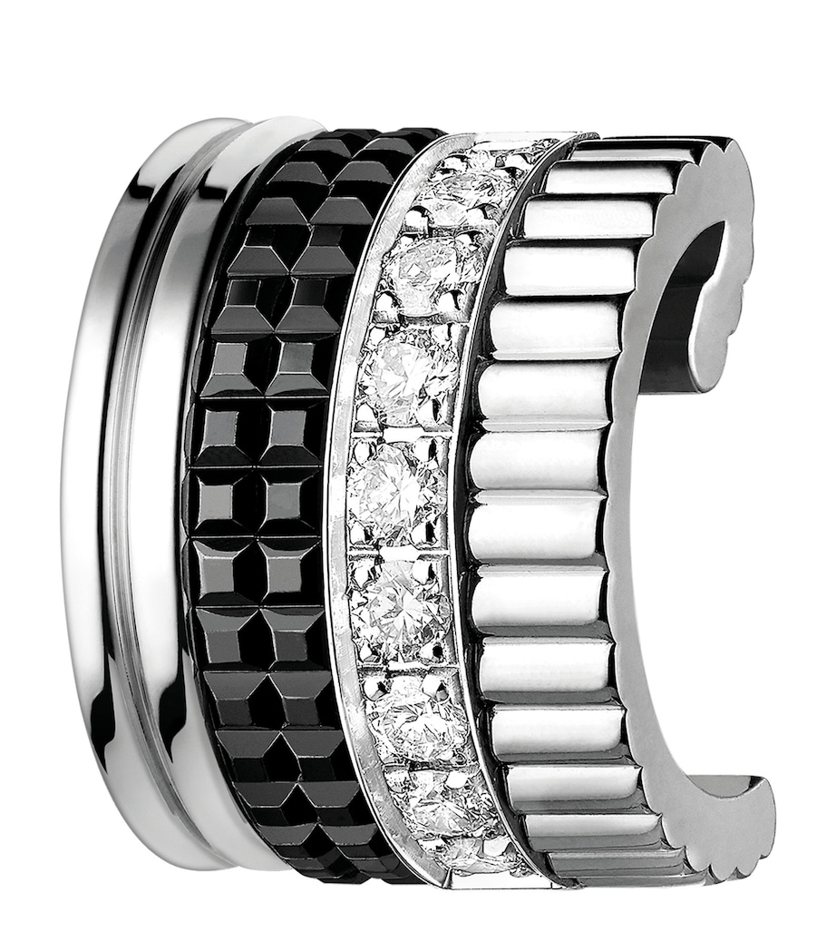 White Gold and Diamond Quatre Single Ear Cuff BLACK Image 1