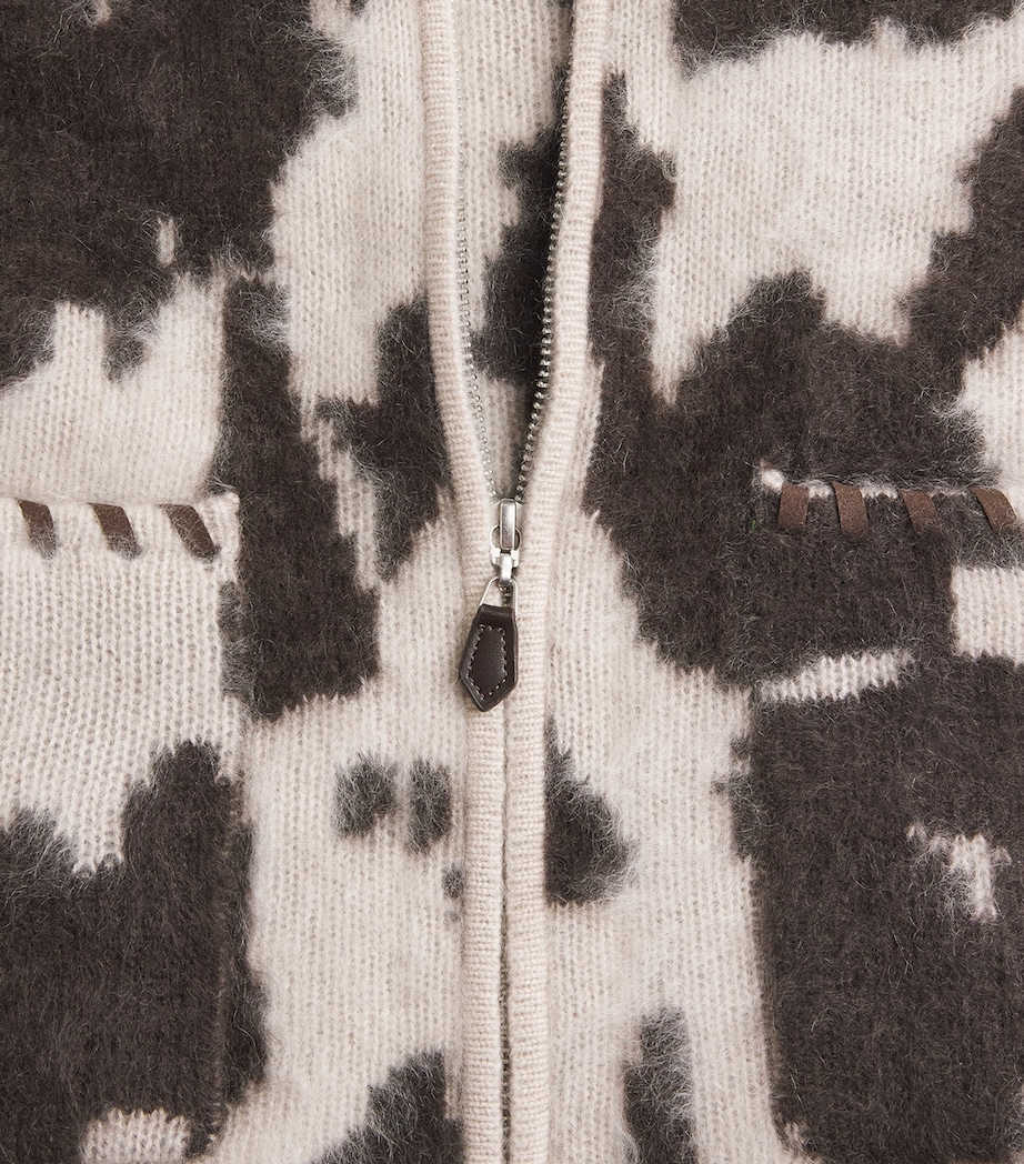 Guest In Residence Womens Cashmere Cow Grizzly Zip-Up Cardigan Oatmeal/burnt Cocoa Image 6