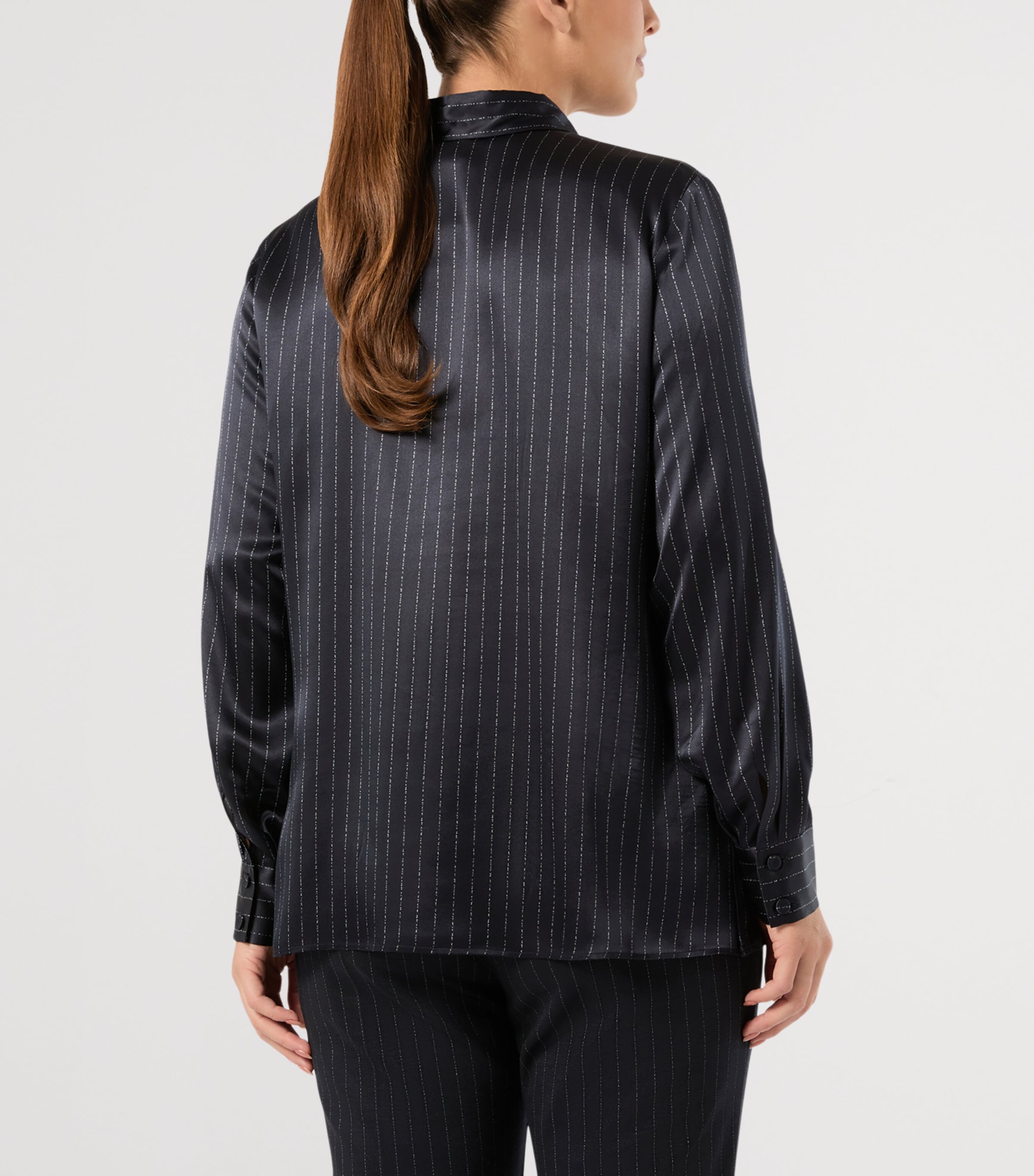 Marina Rinaldi Womens Silk Pinstripe Shirt Midnightblue Image 4