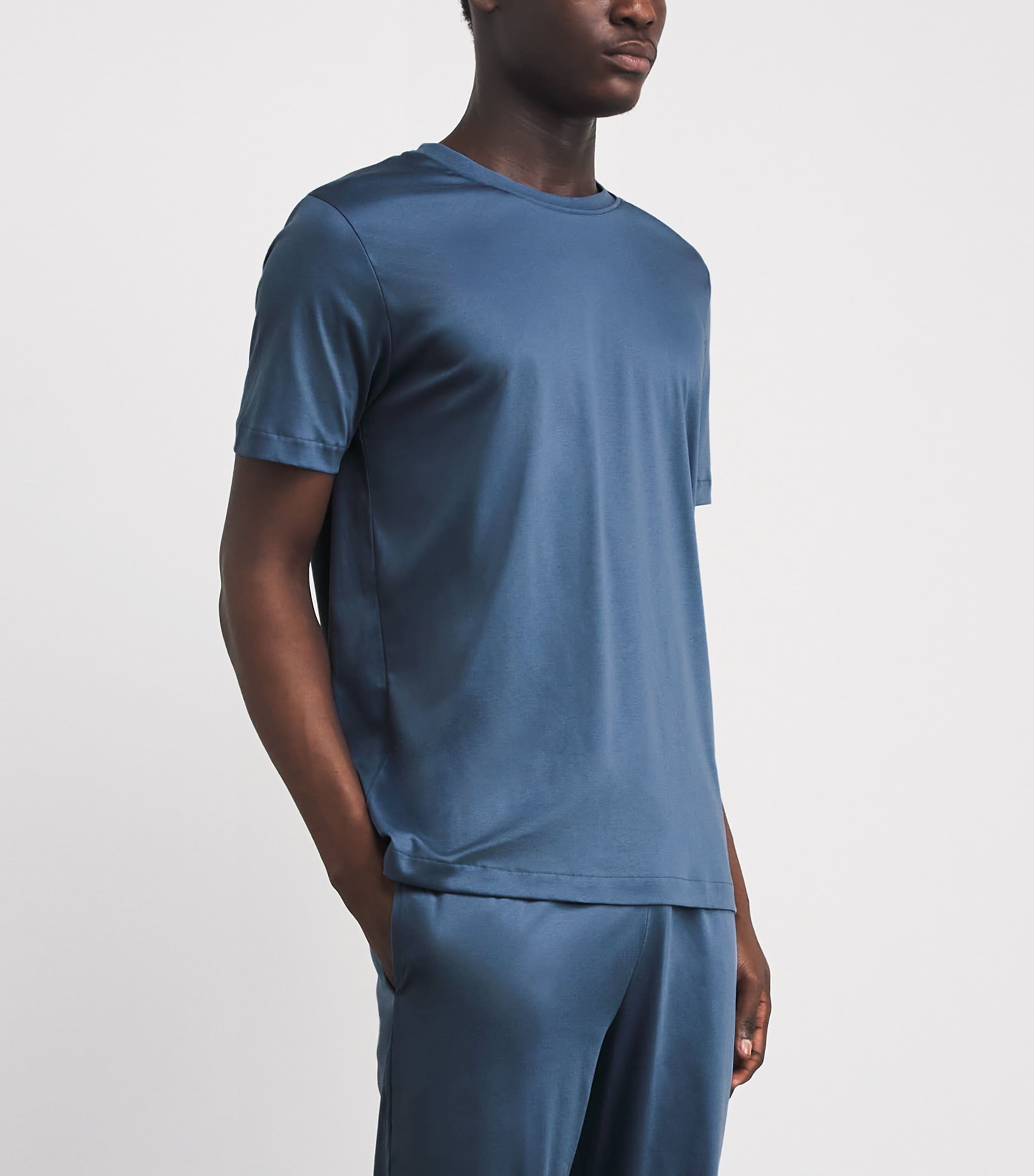 Zimmerli Mens 286 Sea Island T-Shirt Blue Horizon Image 4